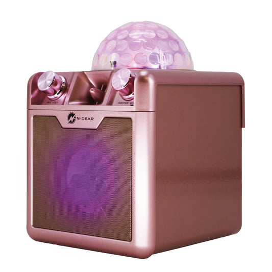 N-Gear | Disco Block 410 Karaoke Set Bluetooth Speaker Party Box with 2 Microphones Space Pink Limited Edition