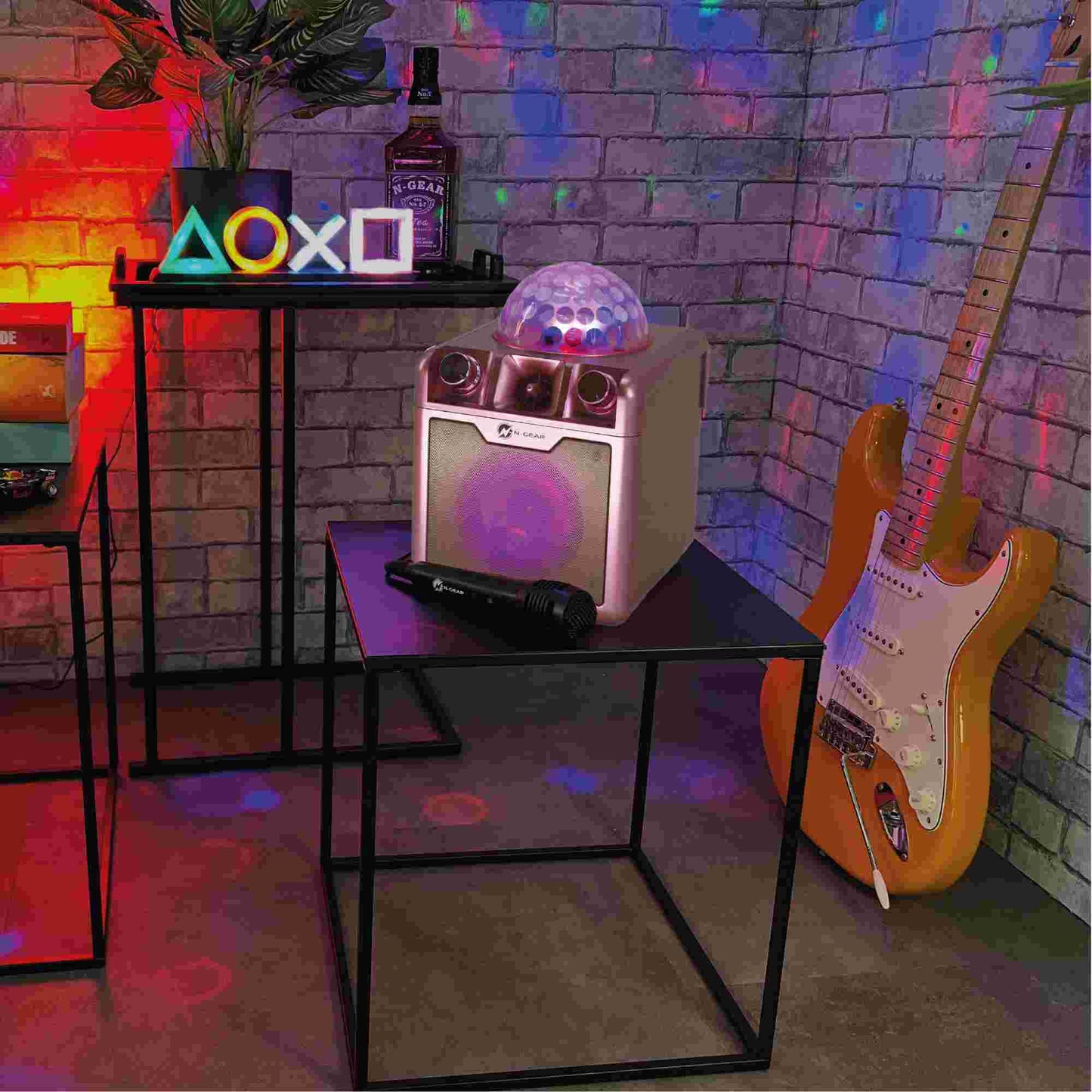 N-Gear | Disco Block 410 Karaoke Set Bluetooth Speaker Party Box with 2 Microphones Space Pink Limited Edition