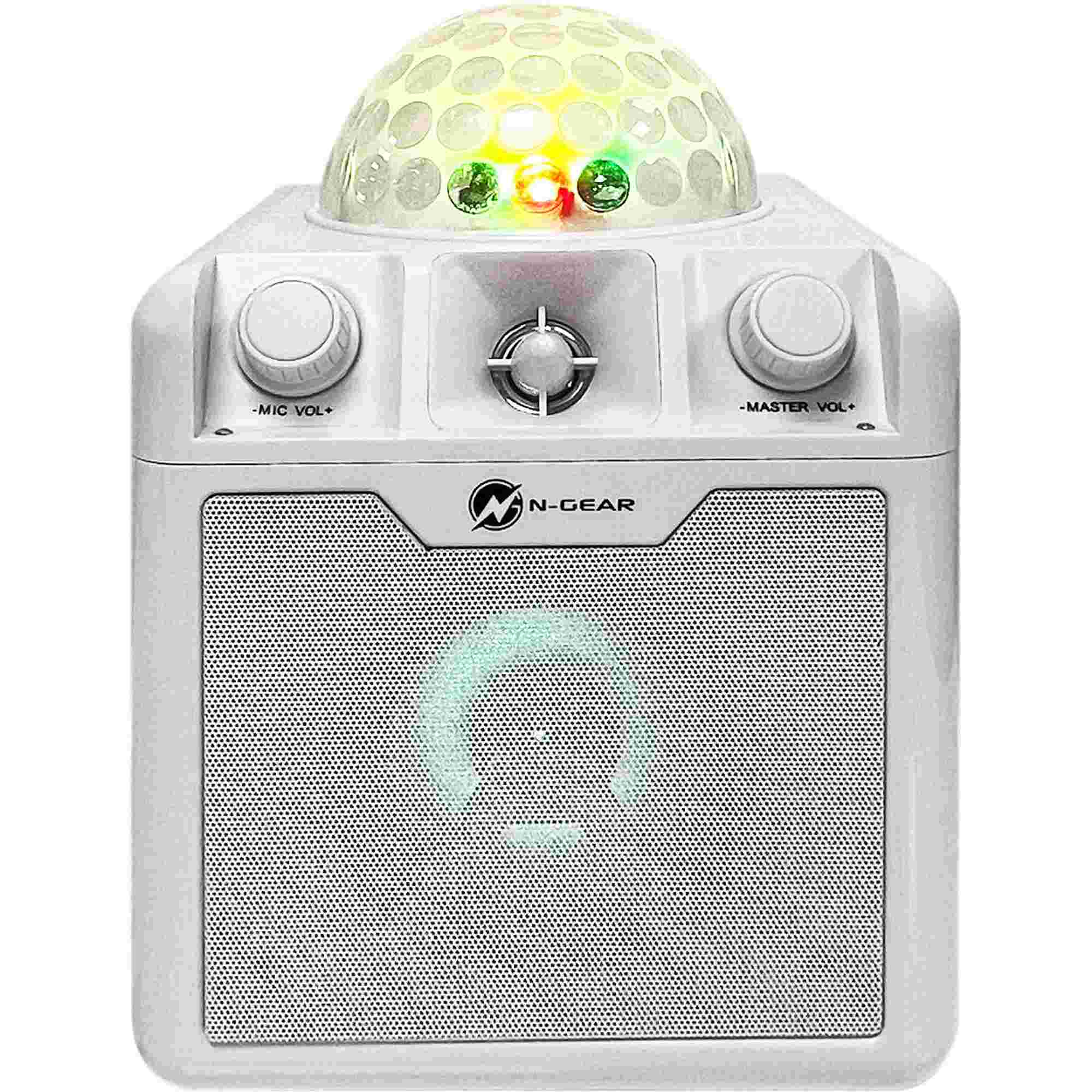 N-Gear | Disco Block 410 Bluetooth Speaker Karaoke Set Party Box with 2 Microphones White