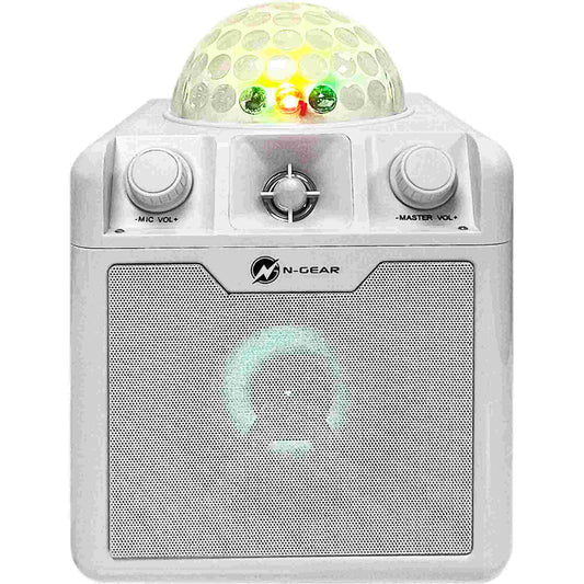 N-Gear | Disco Block 410 Bluetooth Speaker Karaoke Set Party Box with 2 Microphones White
