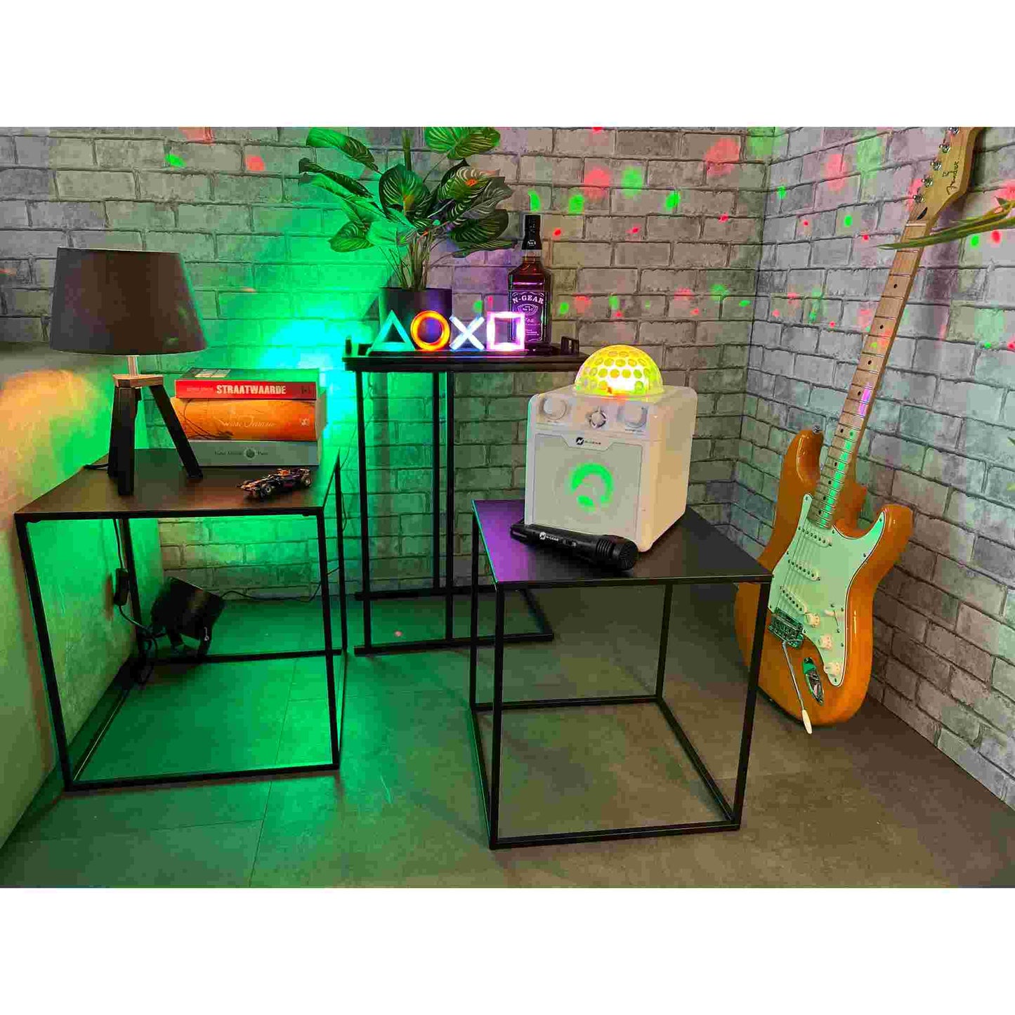 N-Gear | Disco Block 410 Bluetooth Speaker Karaoke Set Party Box with 2 Microphones White