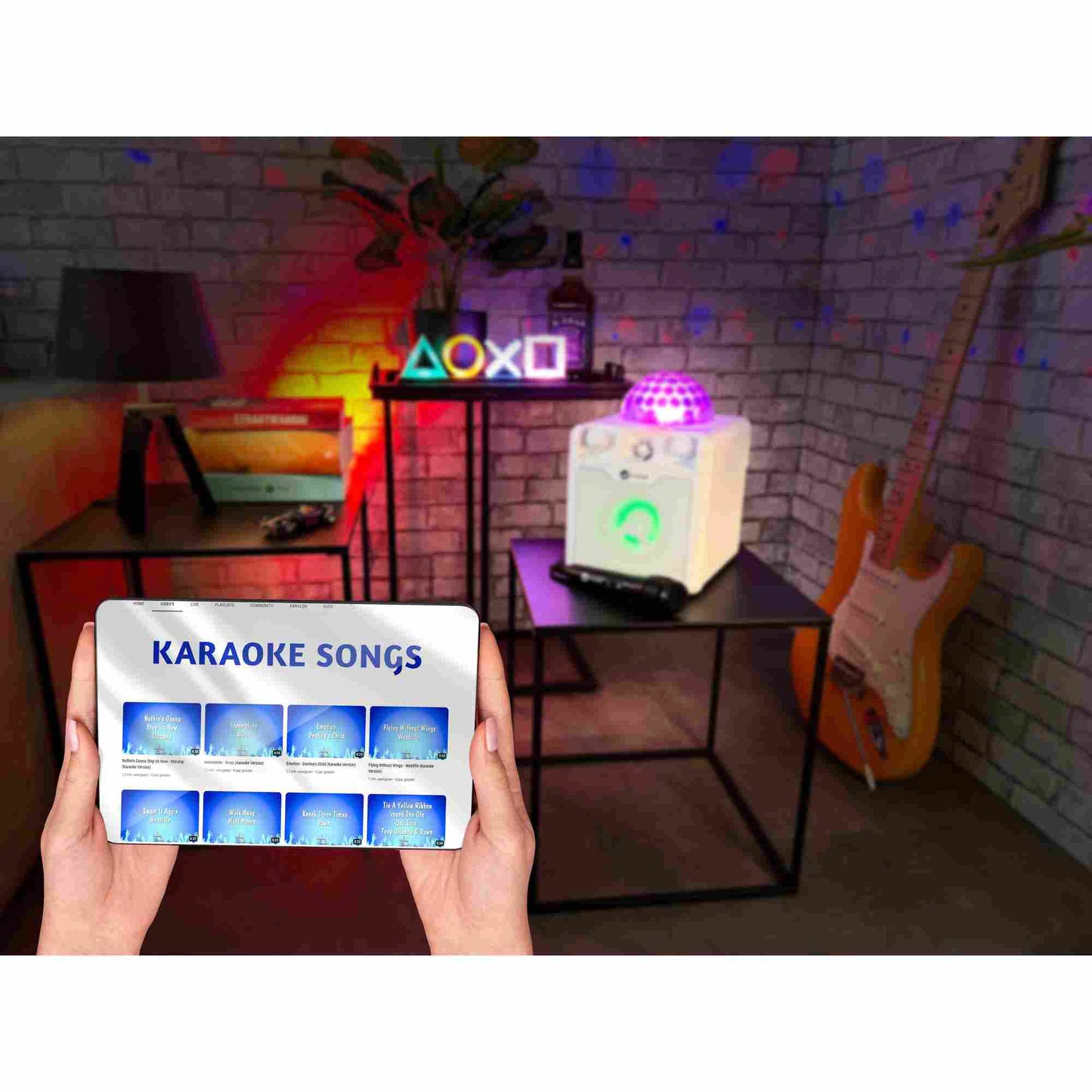 N-Gear | Disco Block 410 Bluetooth Speaker Karaoke Set Party Box with 2 Microphones White