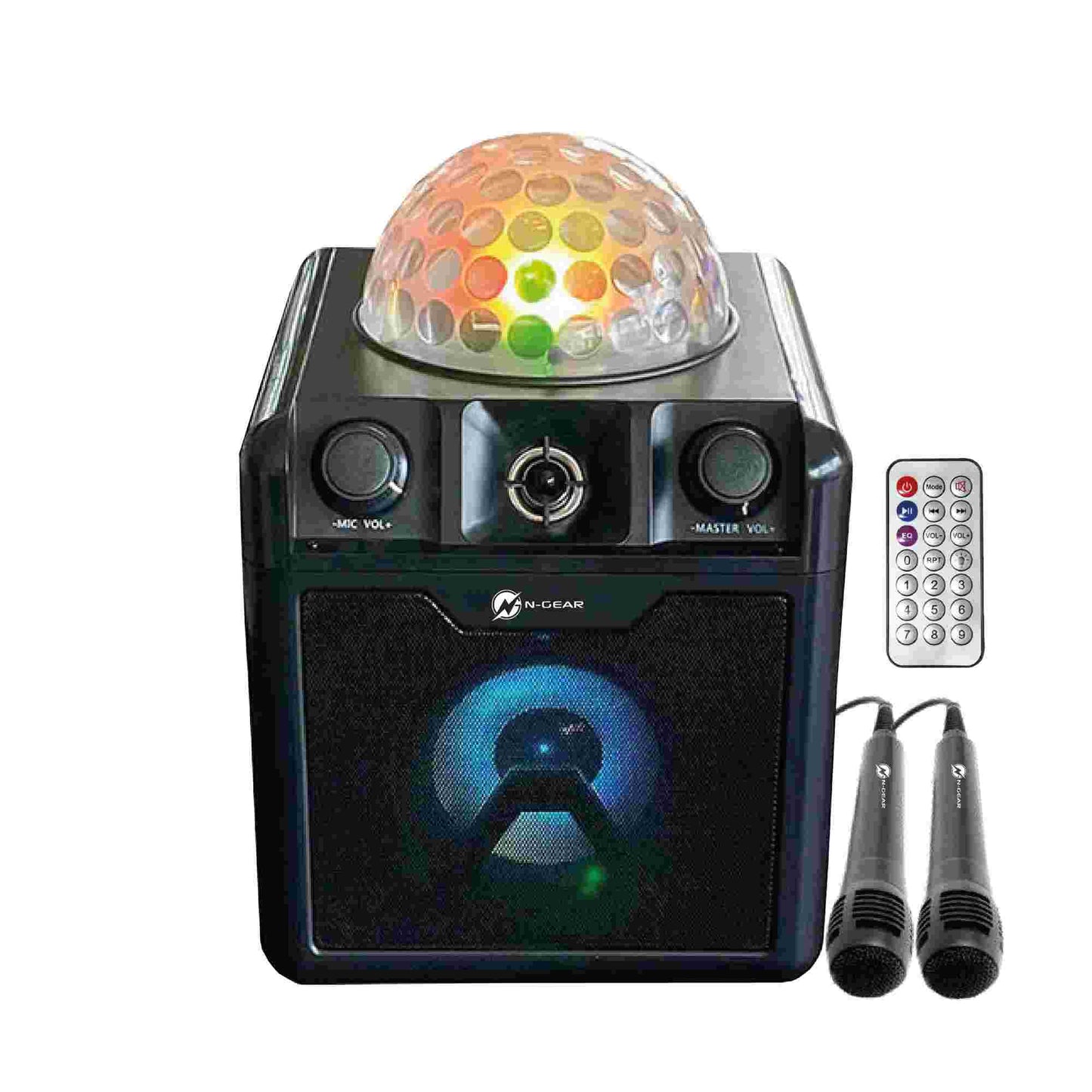 N-Gear | Disco Block 410 Bluetooth Speaker Karaoke Set Party Box with Lighting & 2 Microphones Black