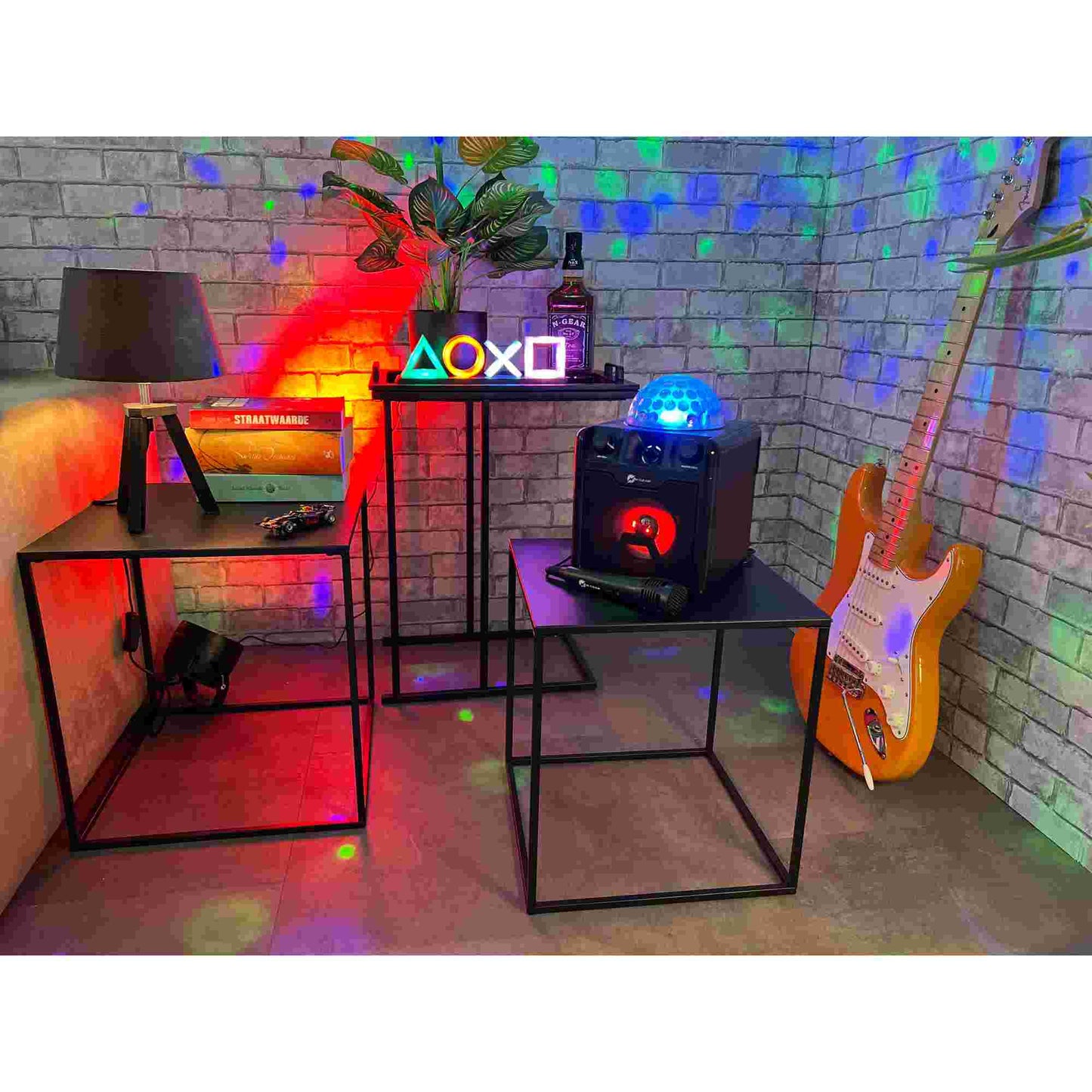 N-Gear | Disco Block 410 Bluetooth Speaker Karaoke Set Party Box with Lighting & 2 Microphones Black