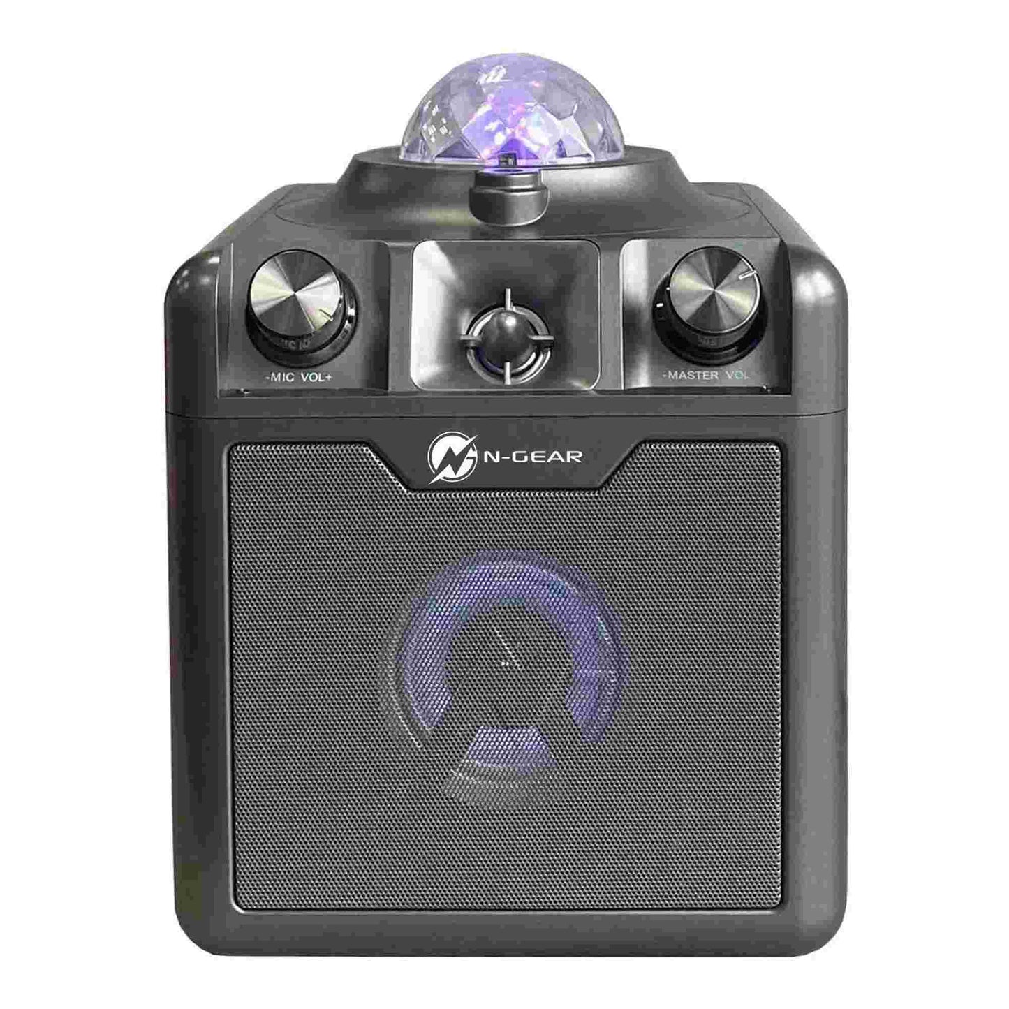 N-Gear | Disco Star 710 Space Grey Bluetooth Speaker Karaoke Set Party Box with Star Projector & 2 Microphones