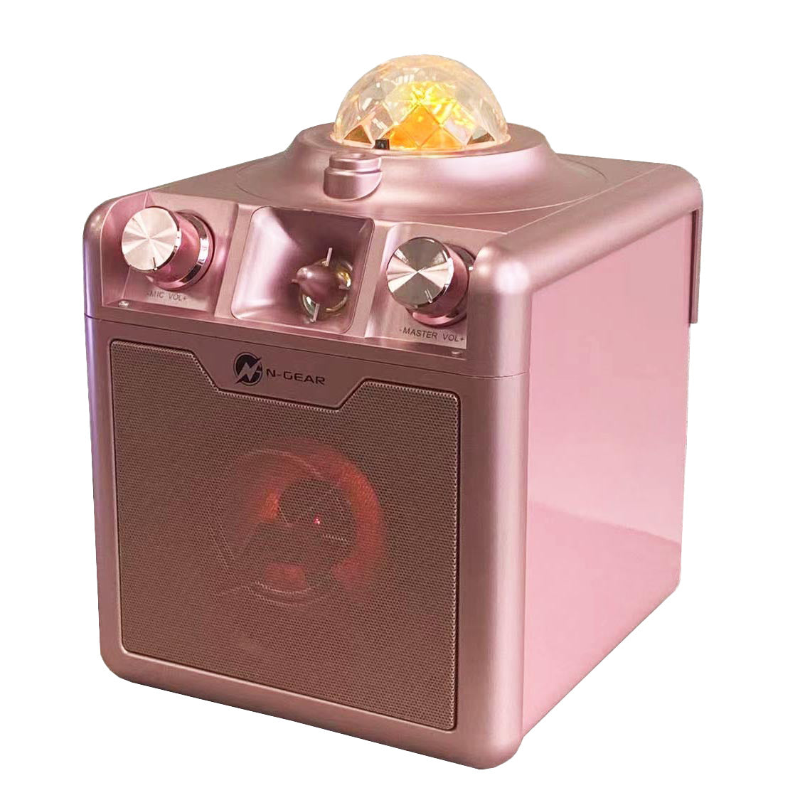 N-Gear | Disco Star 710 Space Pink Bluetooth Speaker Karaoke Set Party Box with Star Projector & 2 Microphones