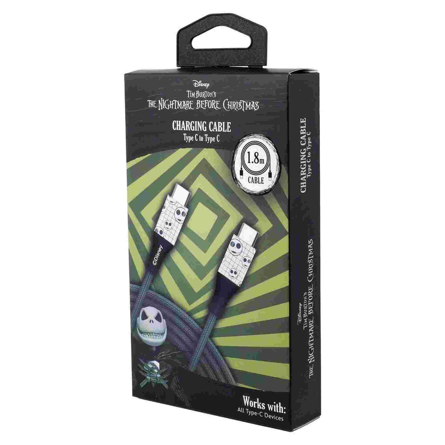 Quest | Nightmare Before Christmas 6ft Type-C Braided Charging Cable Jack Grid