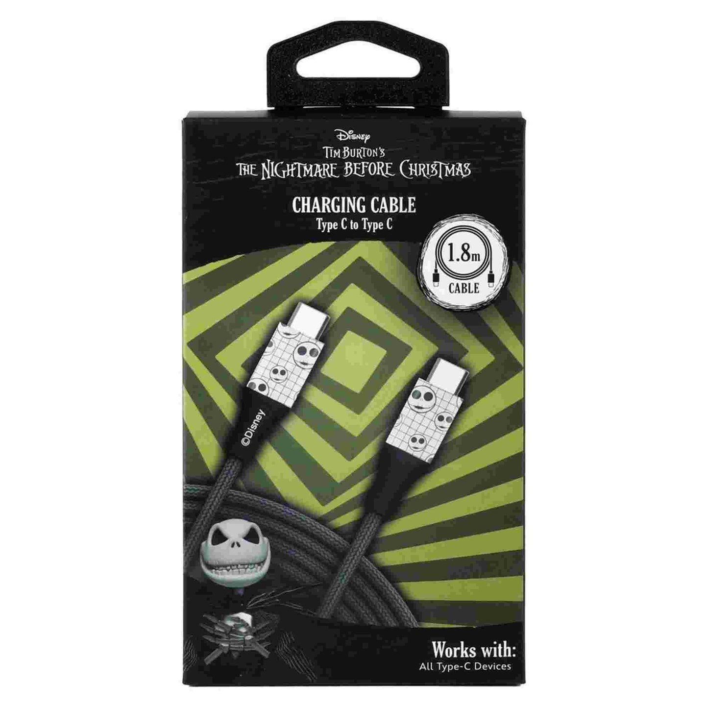 Quest | Nightmare Before Christmas 6ft Type-C Braided Charging Cable Jack Grid
