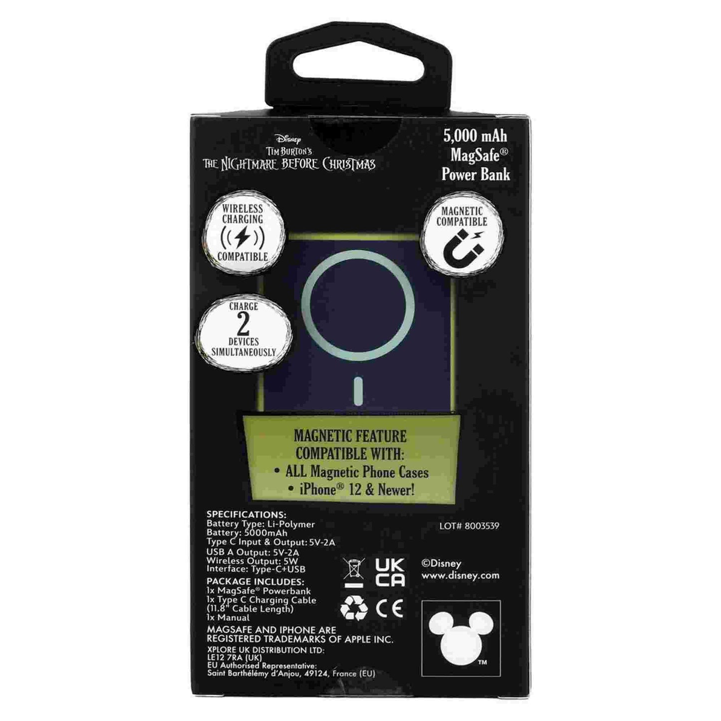 Quest | Nightmare Before Christmas 5000Mah Magnetic Power Bank Jack & Sally Forever