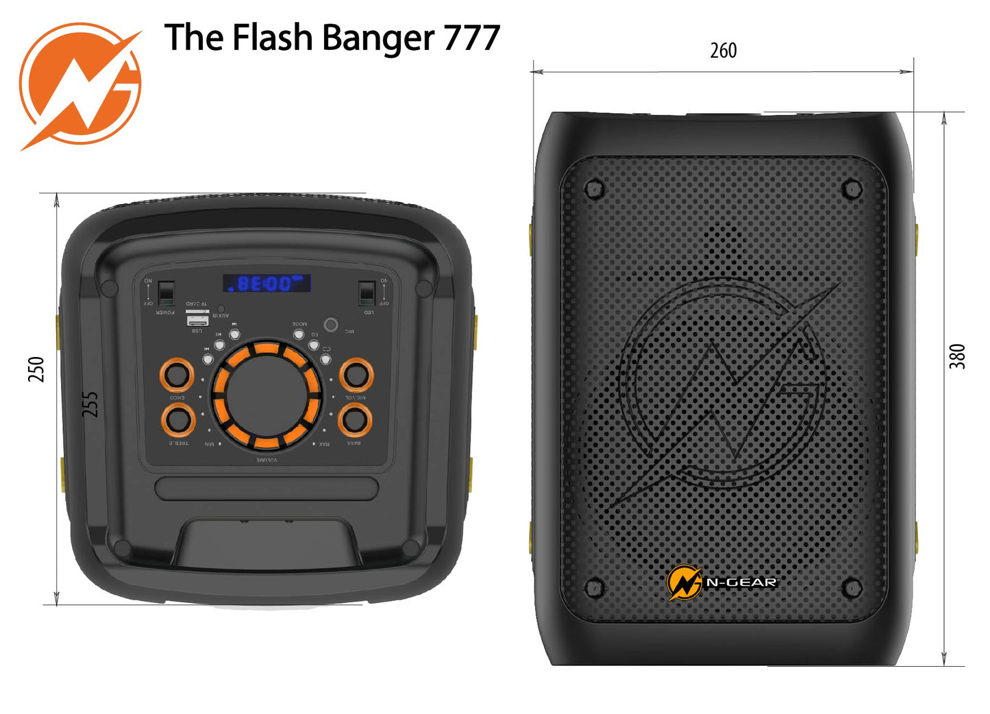 N-Gear | Flash Banger 777 Wireless Speaker Karaoke Set Party Box with 2 Microphones Black