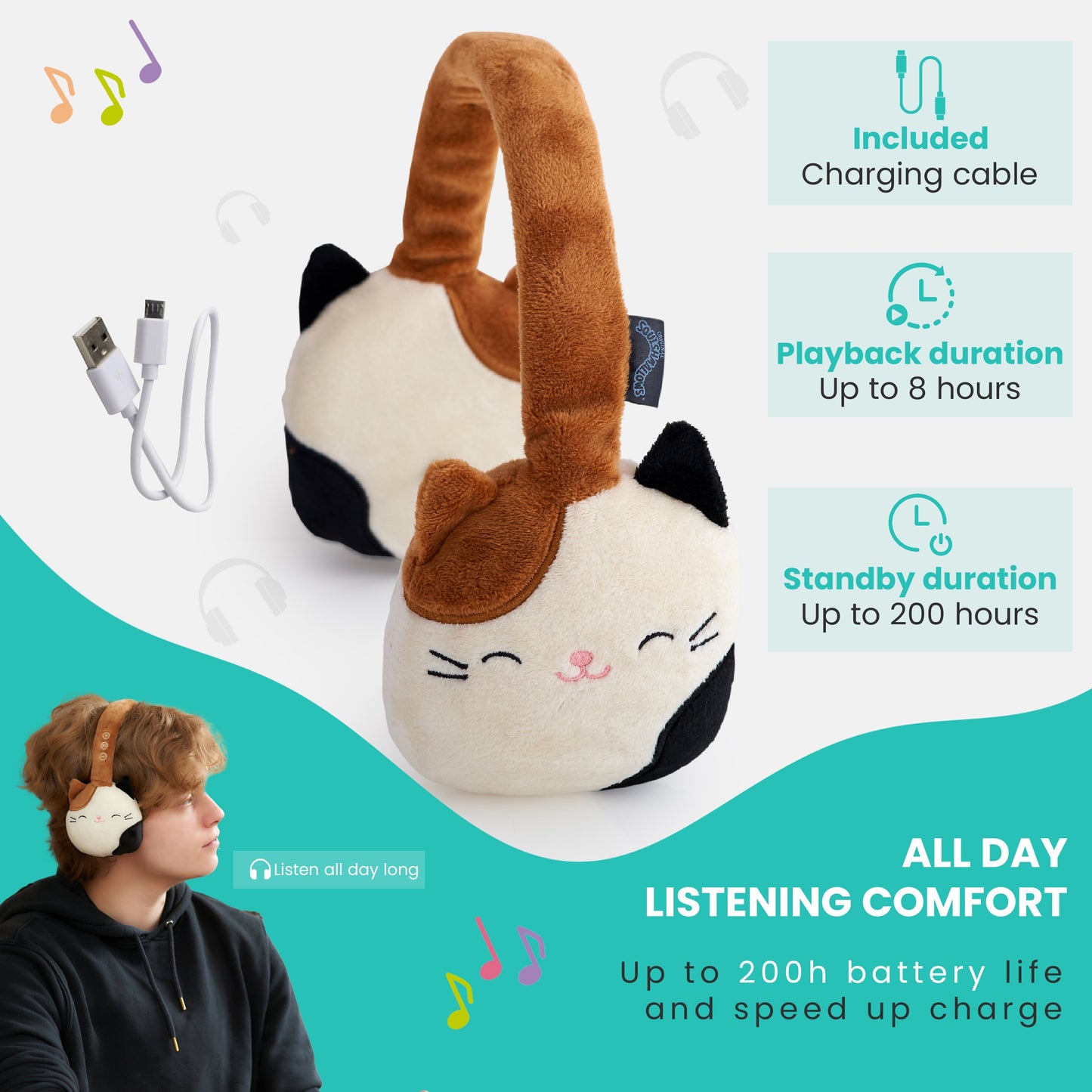 Lazerbuilt | Squishmallows Cam Plush Bluetooth Headphones