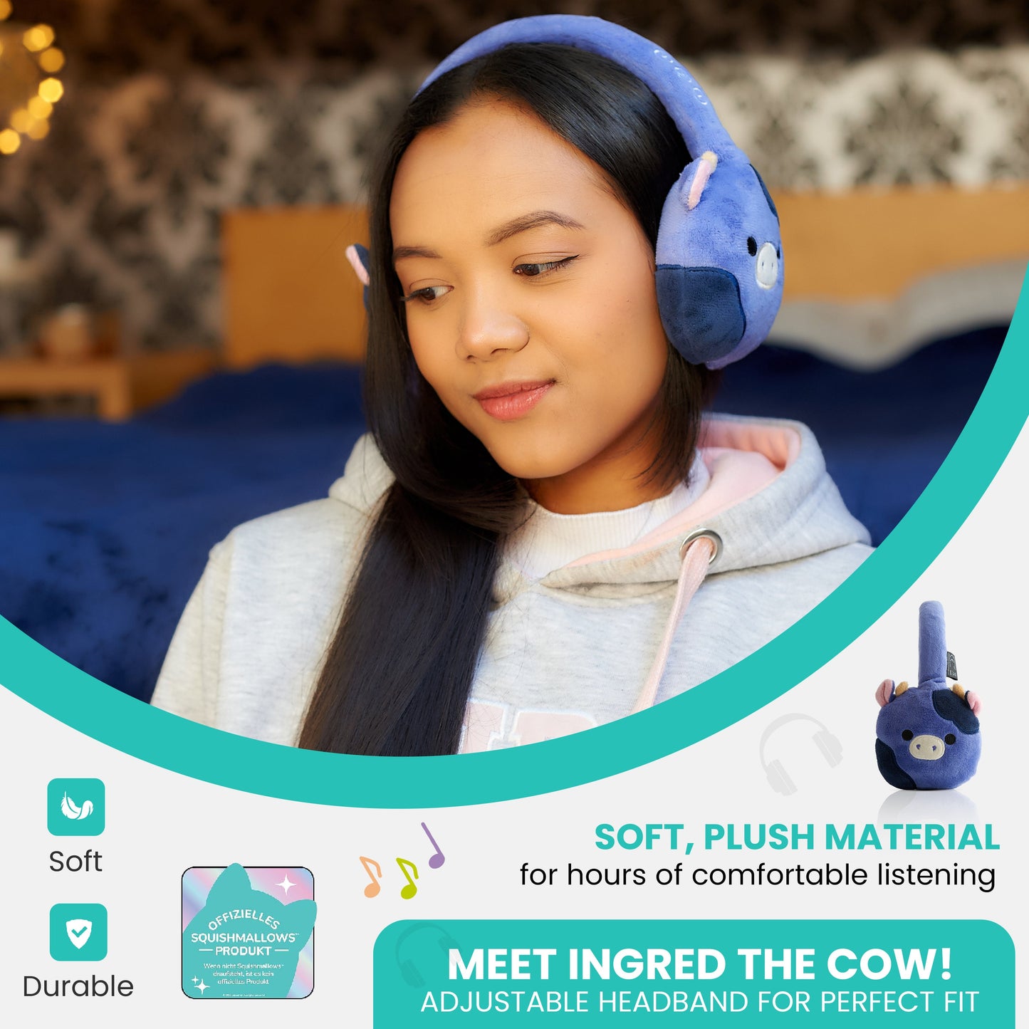 Lazerbuilt | Squishmallows Ingred Plush Bluetooth Headphones
