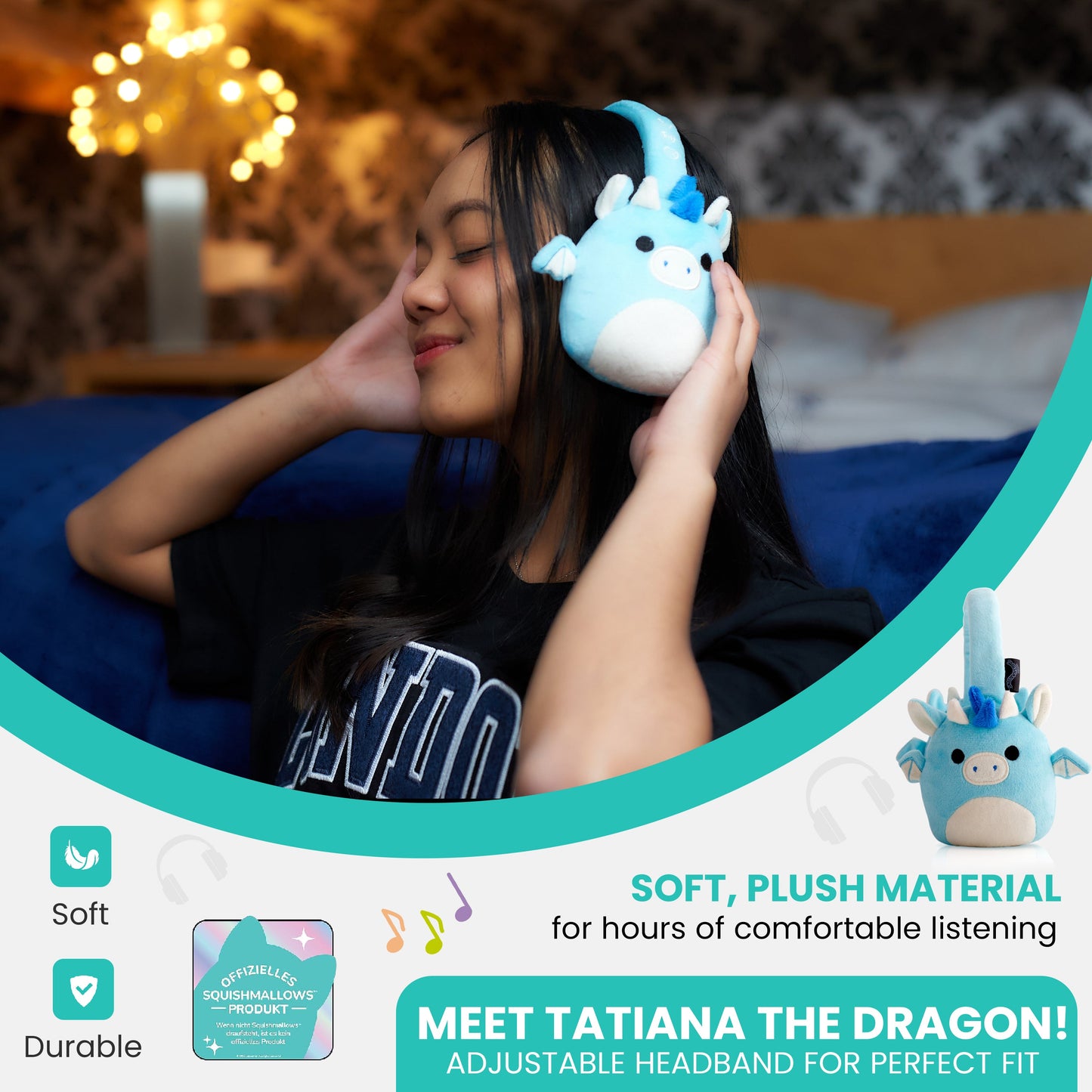 Lazerbuilt | Squishmallows Tatiana Plush Bluetooth Headphones