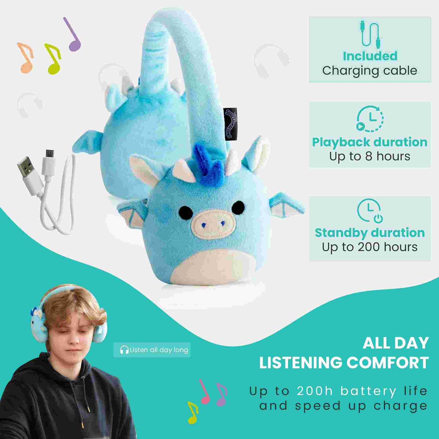 Lazerbuilt | Squishmallows Tatiana Plush Bluetooth Headphones