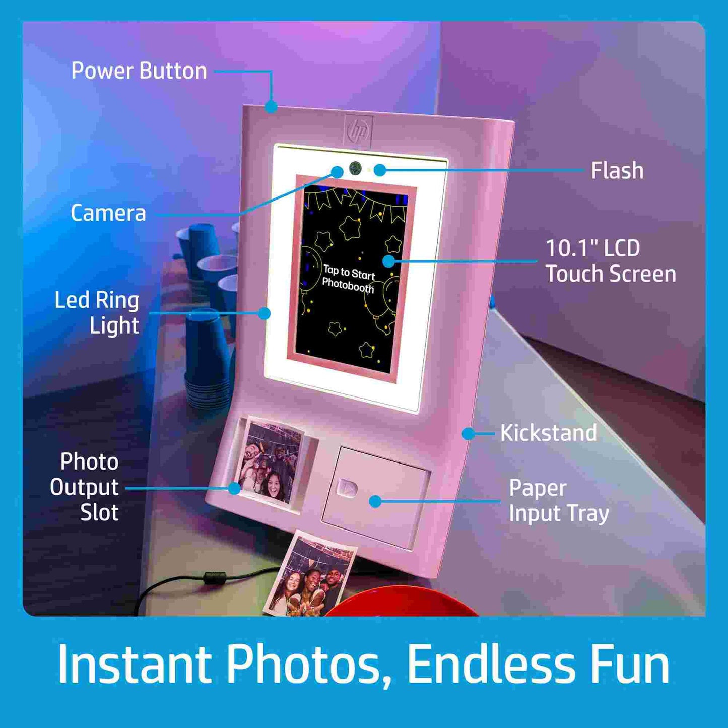 HP | HP Sprocket Photobooth Instant 3x4” Colour Photo Printer - Pink
