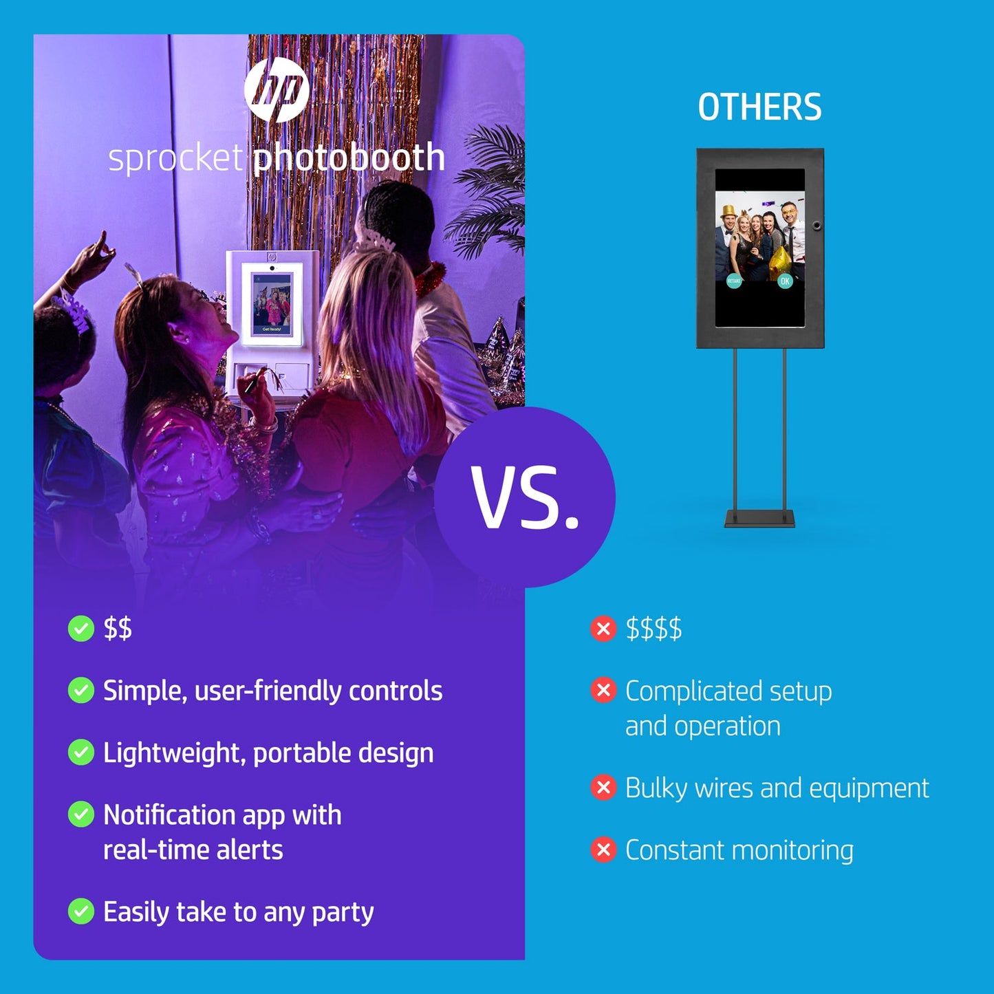 HP | HP Sprocket Photobooth Instant 3x4” Colour Photo Printer - White