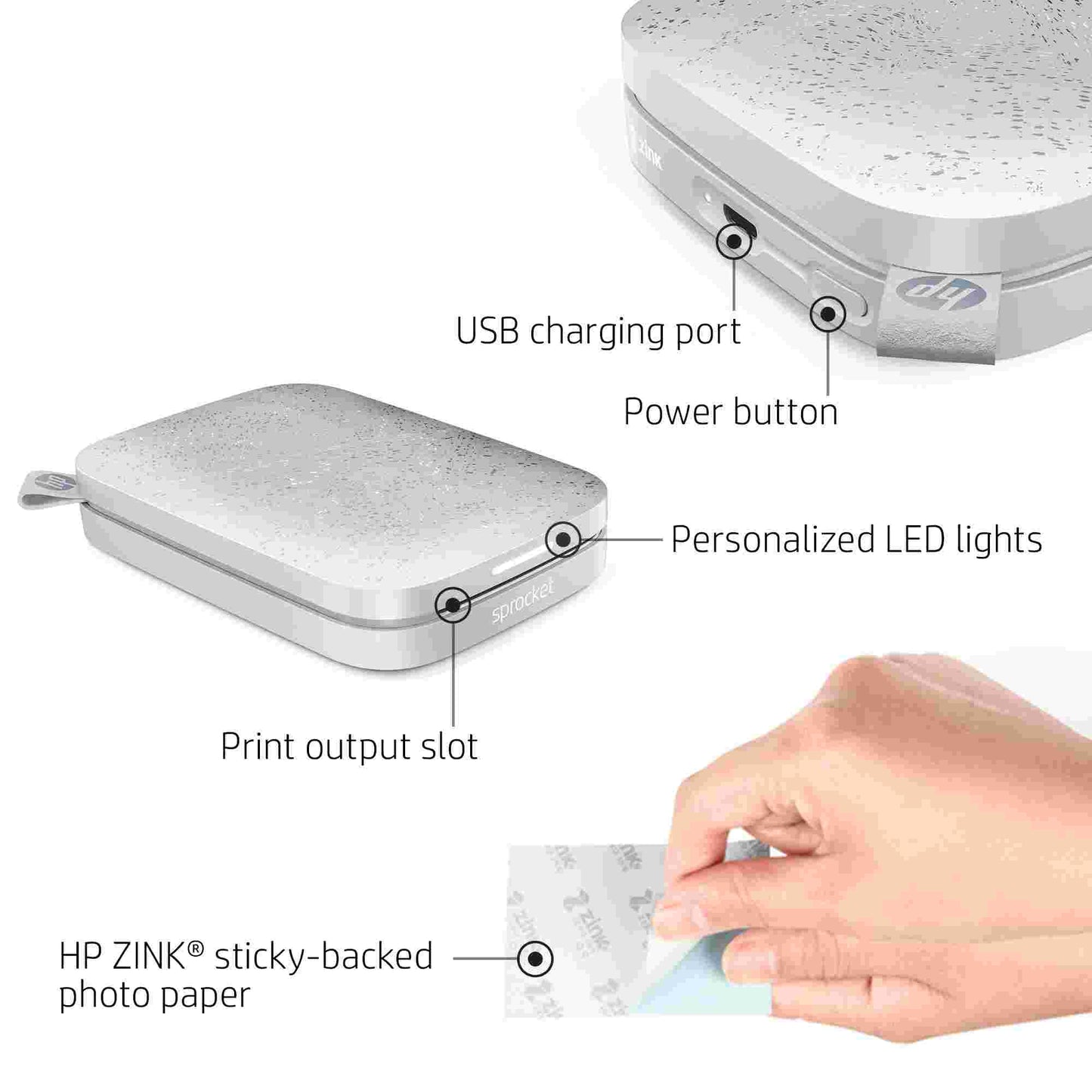 HP | HP Sprocket 2x3 Portable Instant Photo Printer - White