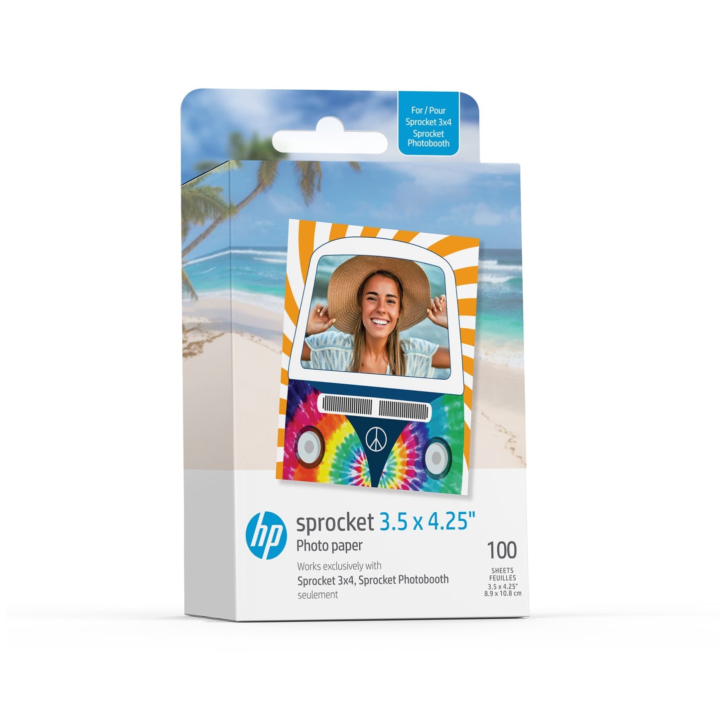 HP | 100 Sheets - HP Sprocket 3.5 x 4.25” Zink Sticky-backed Photo Paper