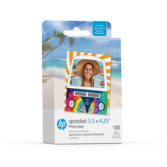 HP | 100 Sheets - HP Sprocket 3.5 x 4.25” Zink Sticky-backed Photo Paper
