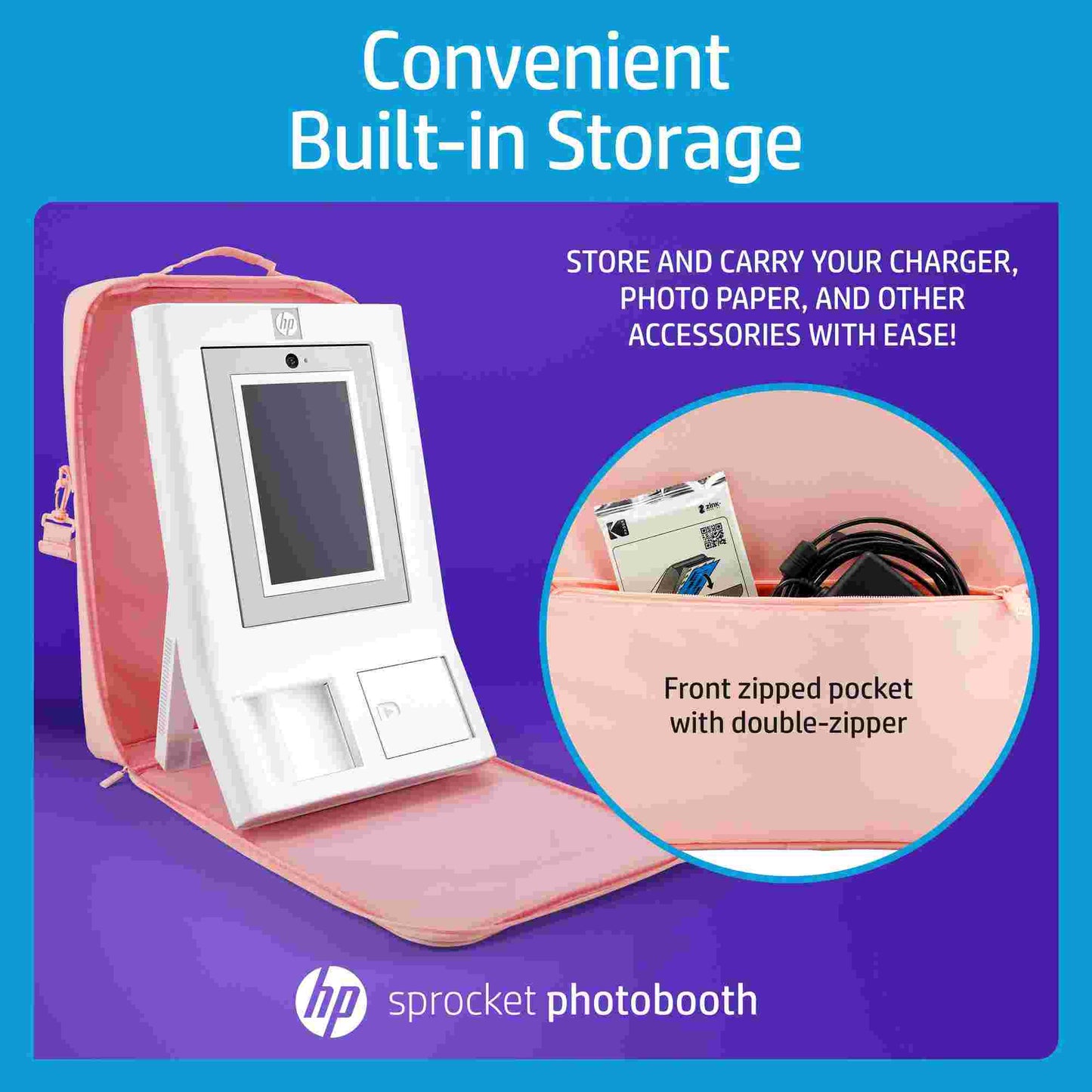 HP | HP Sprocket Photobooth Carrying Case with Removable Shoulder Strap - Pink