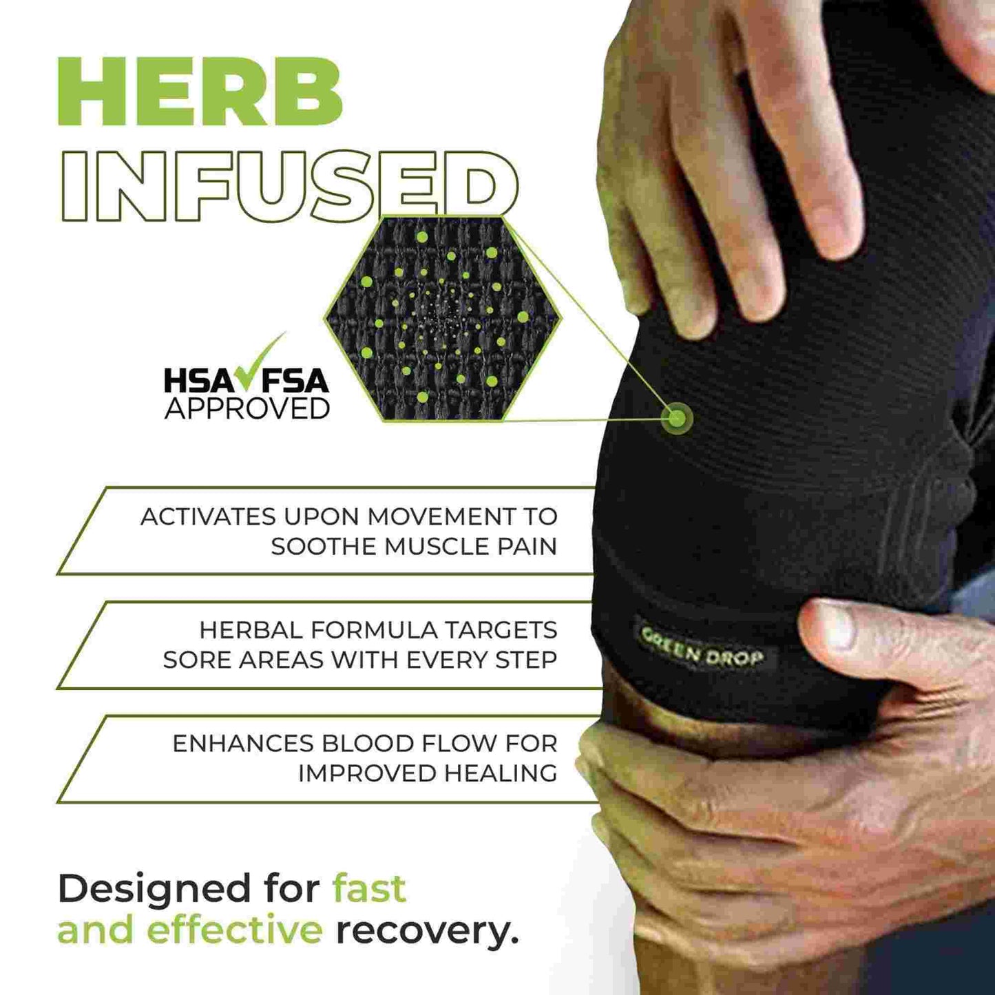 GreenDrop Infused Compression Sleeve (Knee) Size L - XL