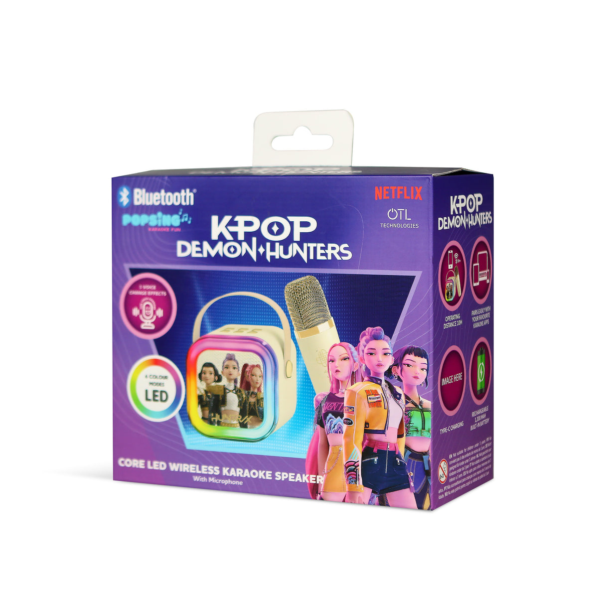 OTL | KPop Demon Hunters LED Light-Up Wireless Karaoke Set Cream