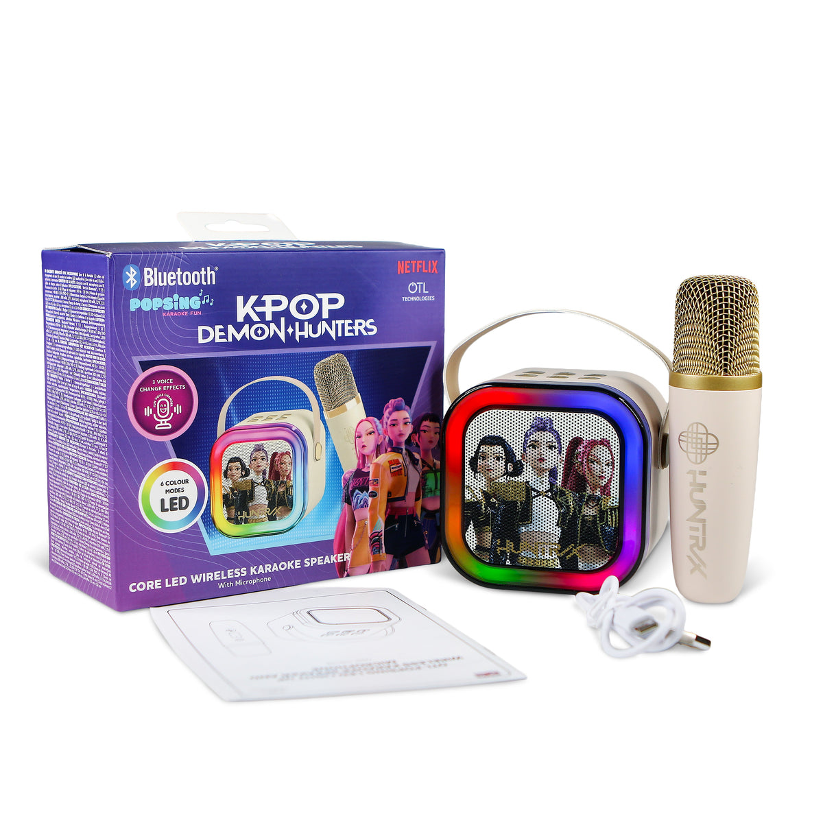OTL | KPop Demon Hunters LED Light-Up Wireless Karaoke Set Cream