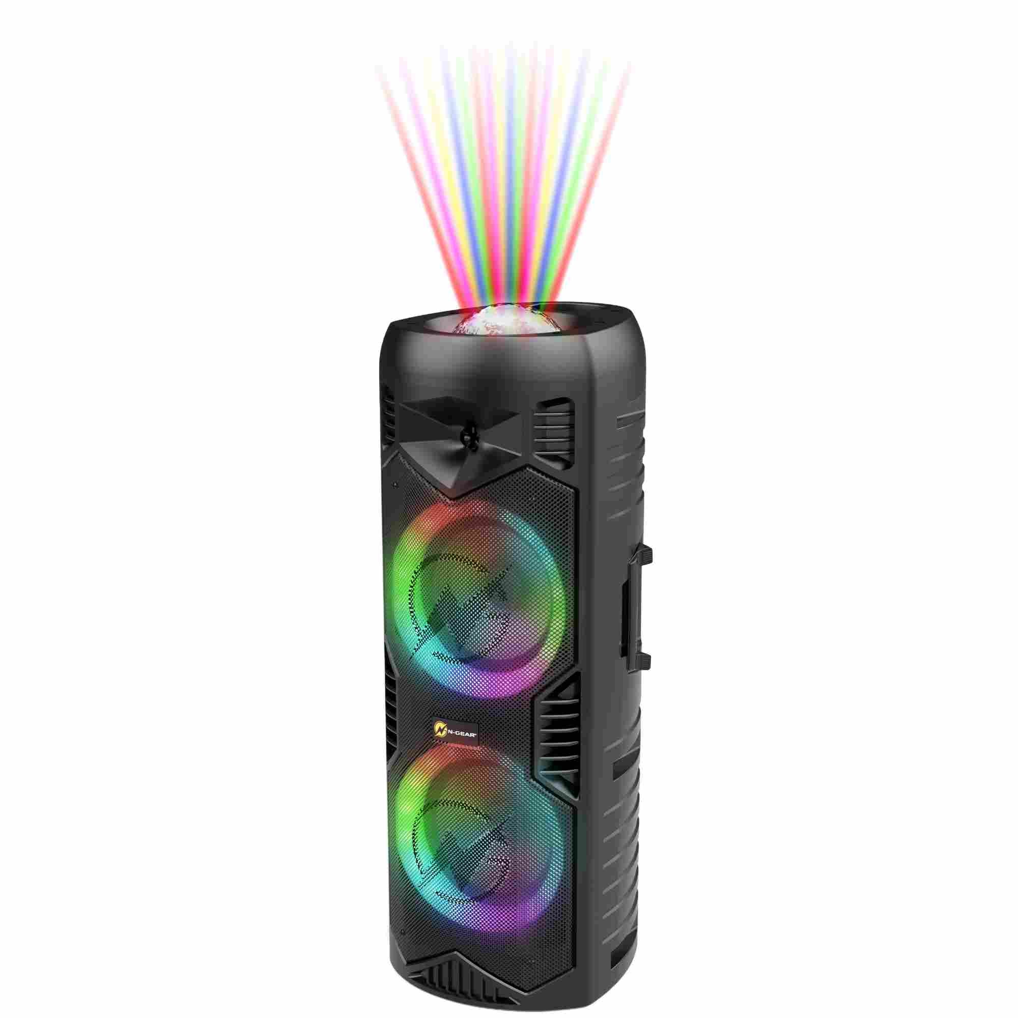 N-Gear | LGP5150 Wireless Bluetooth Party Speaker Karaoke Set 1 Microphone Disco Lighting Stealth Black