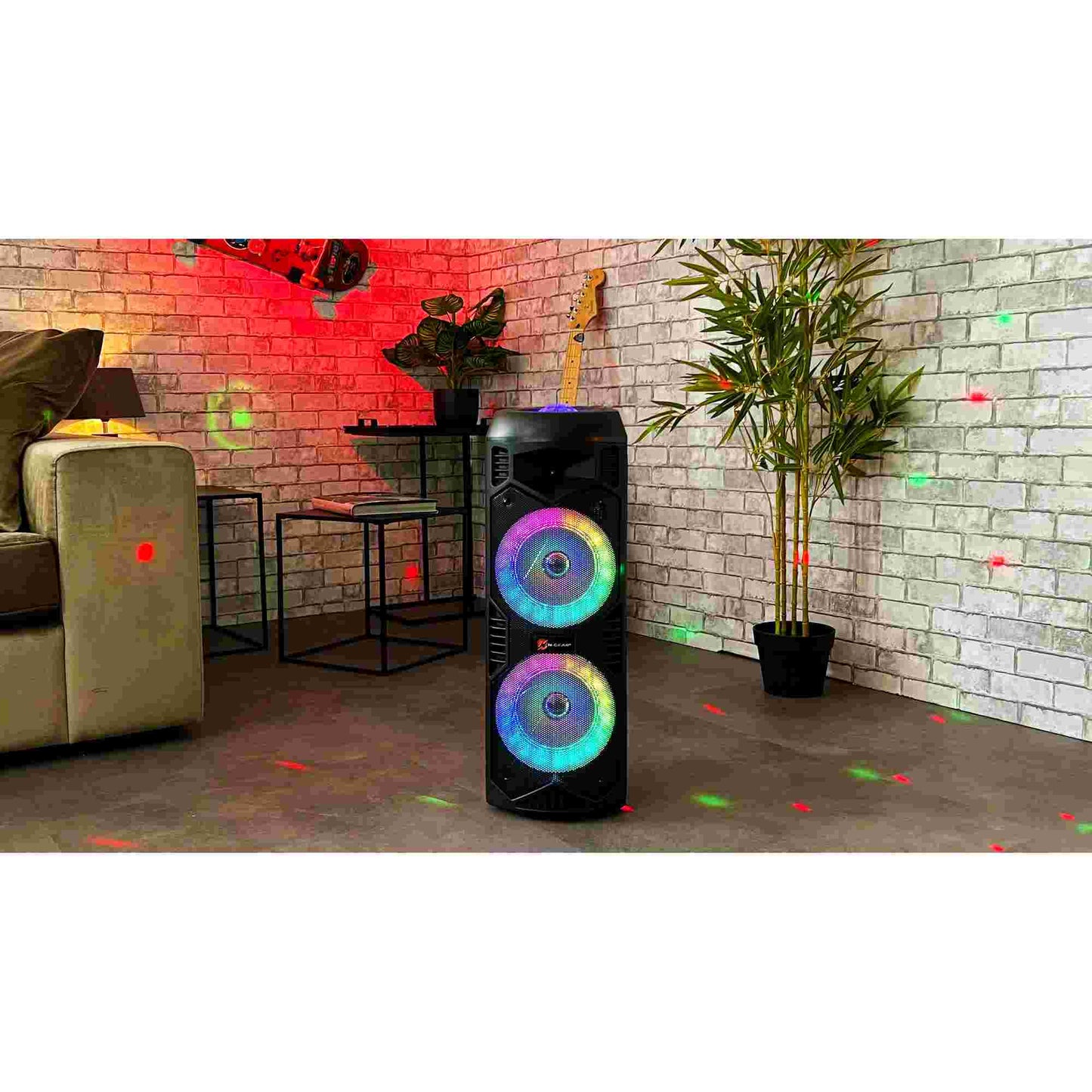 N-Gear | LGP5150 Wireless Bluetooth Party Speaker Karaoke Set 1 Microphone Disco Lighting Stealth Black