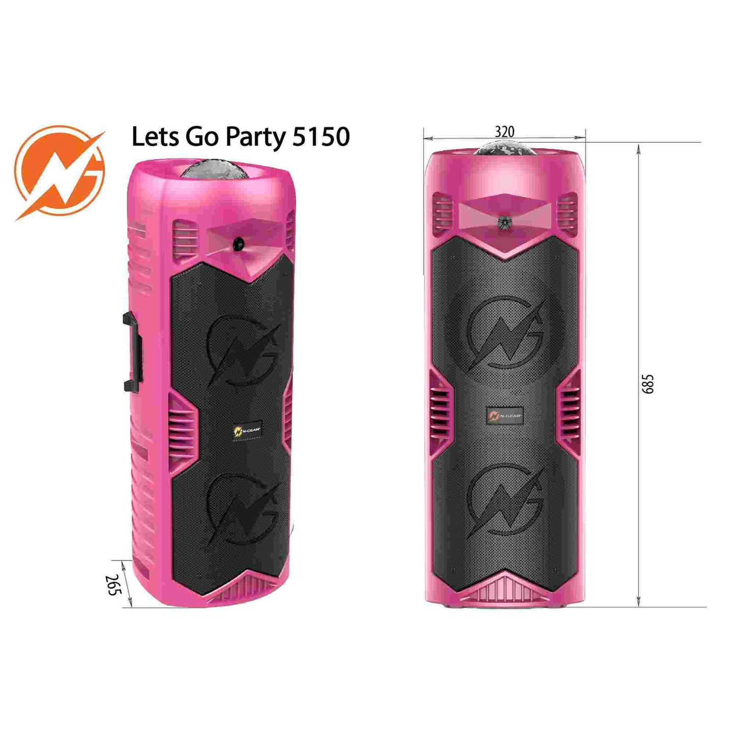N-Gear | LGP5150 Bluetooth Speaker Karaoke Set Party Box with Microphone Barbie Pink