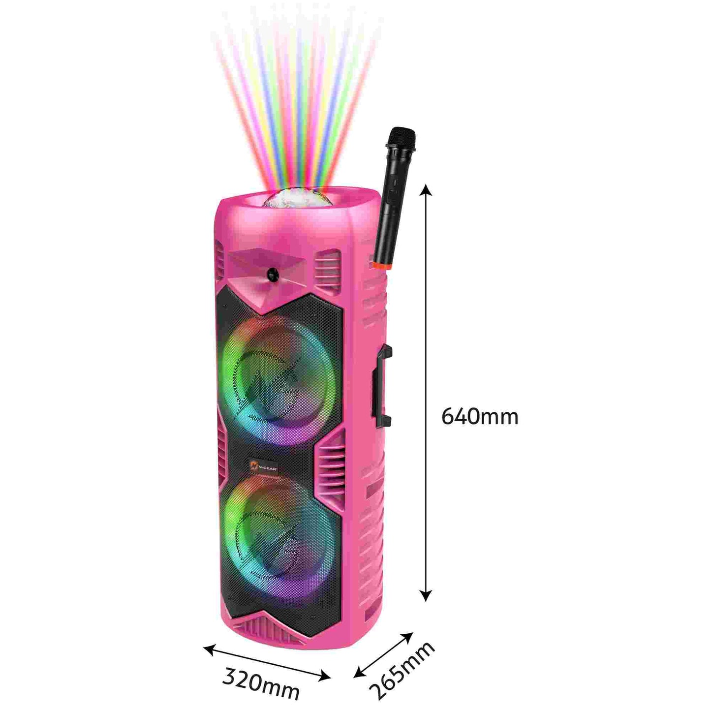 N-Gear | LGP5150 Bluetooth Speaker Karaoke Set Party Box with Microphone Barbie Pink