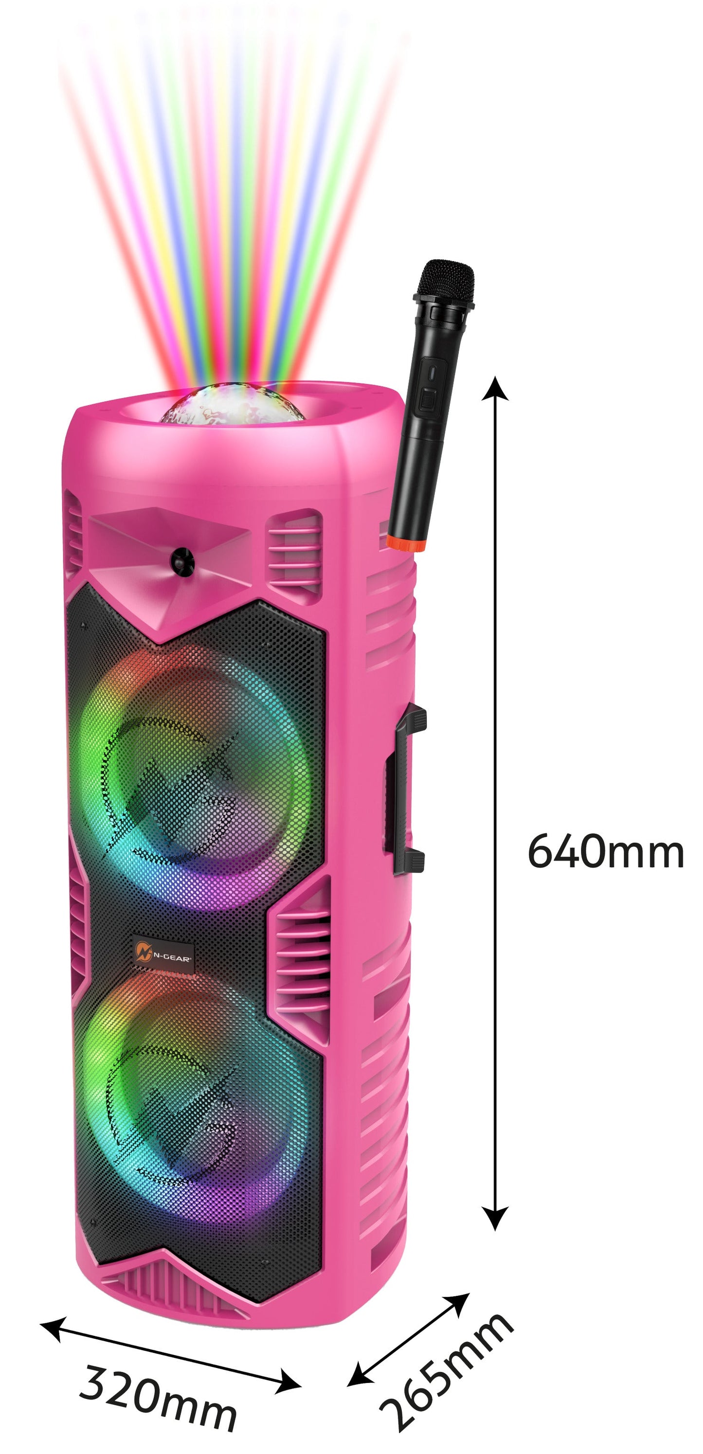 N-Gear | LGP5150 Bluetooth Speaker Karaoke Set Party Box with Microphone Barbie Pink