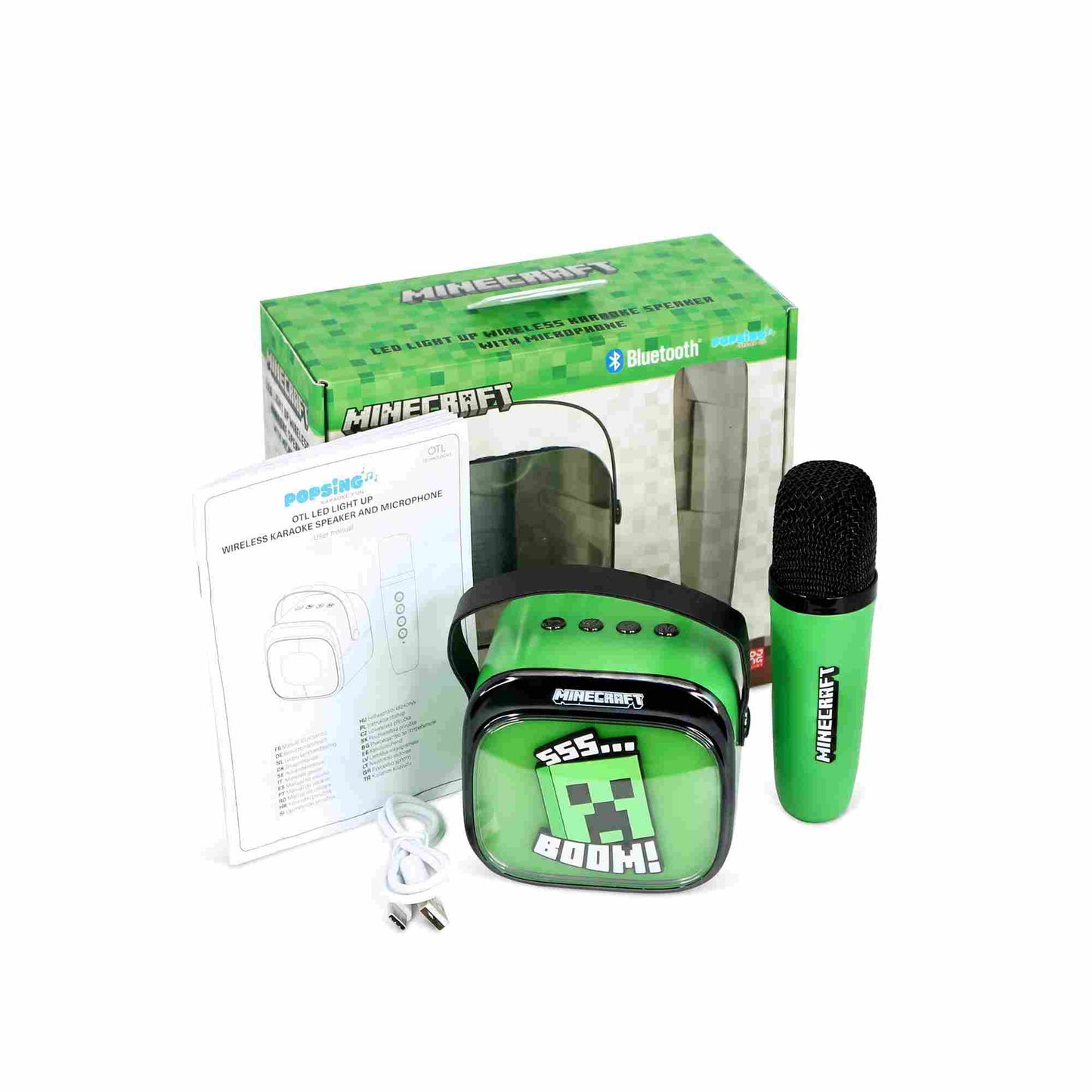 OTL Minecraft Popsing Led Light-Up Wireless Karaoke Speaker & Microphone