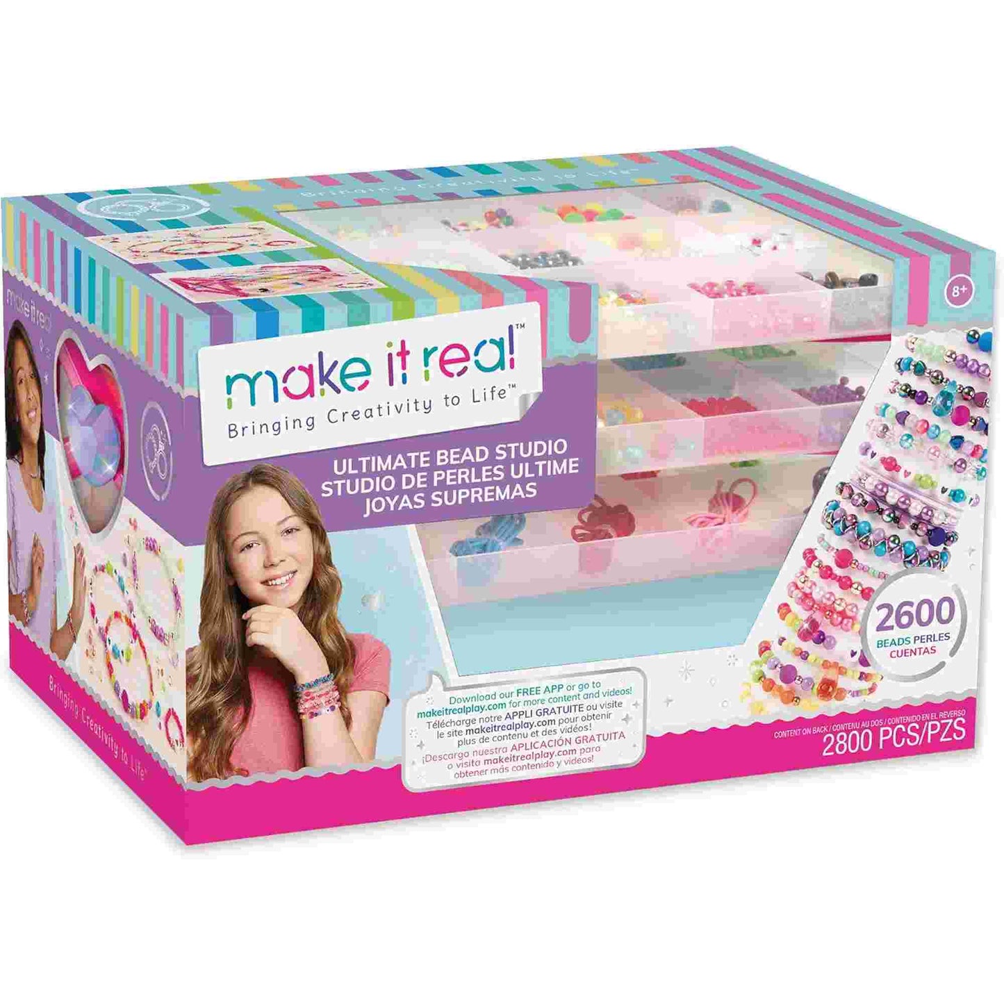 Make it Real | Ultimate Bead Studio Jewellery Making Set with Beads, Charms and Storage Box