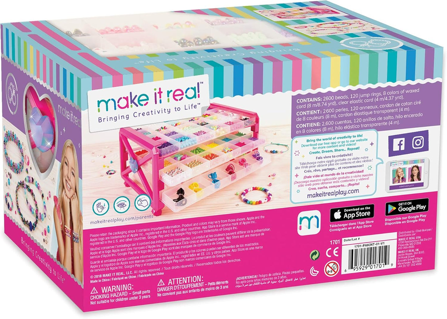 Make it Real | Ultimate Bead Studio Jewellery Making Set with Beads, Charms and Storage Box