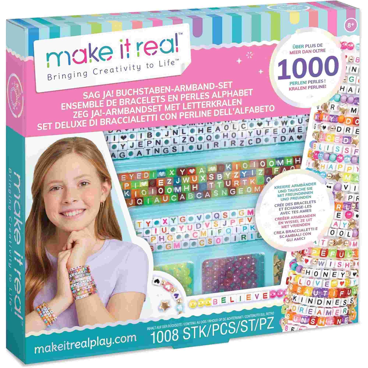 Make it Real | Say Yes 1000 Piece Deluxe Alphabet Beads Bracelet Kit Craft Set