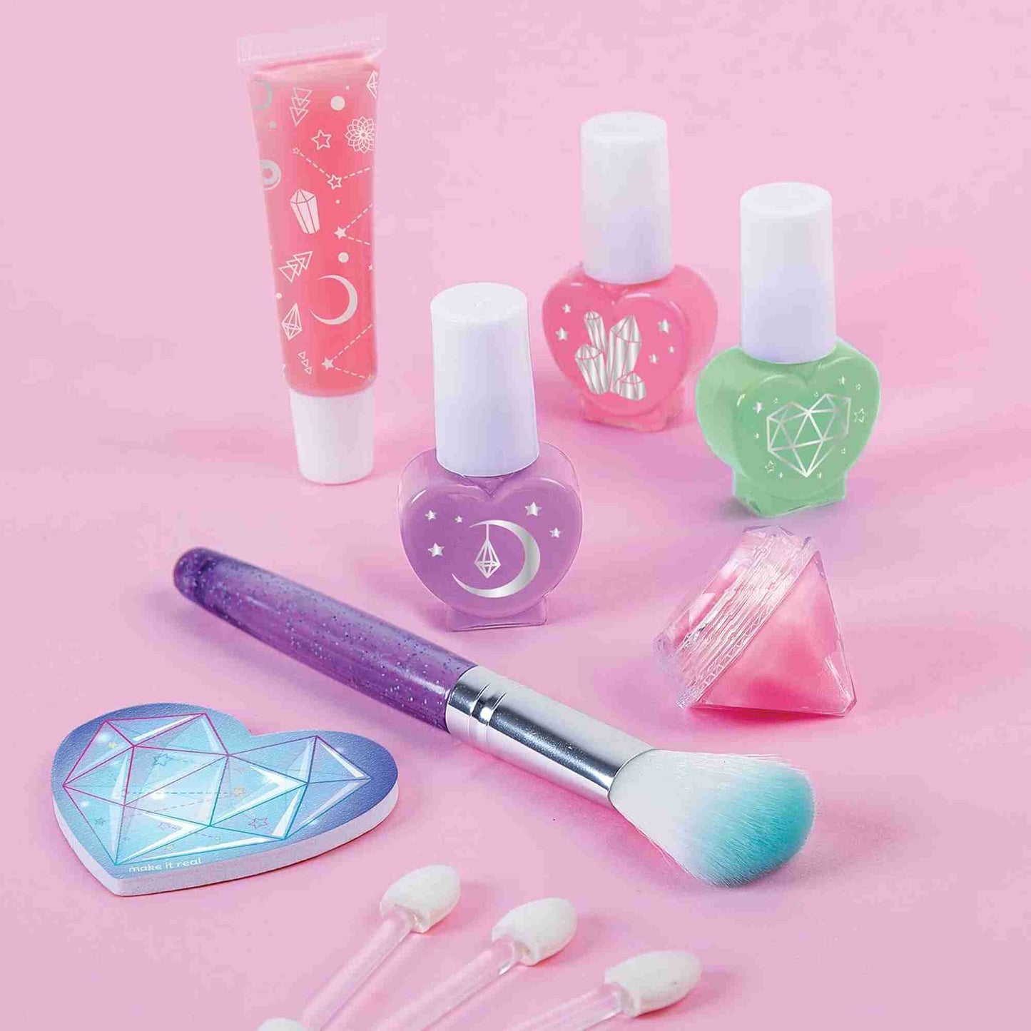 Make it Real | Light Up Makeup Set with Vanity Mirror Folding Storage Box