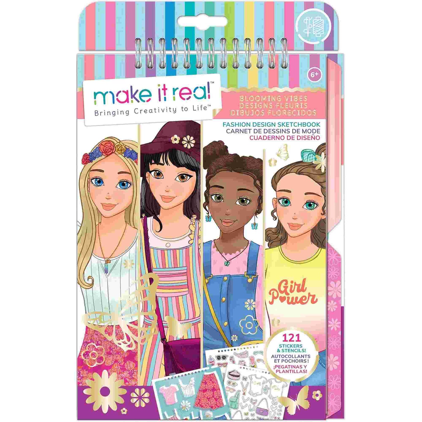 Make it Real | Blooming Vibes Design Sketchbook with Stencils and Stickers