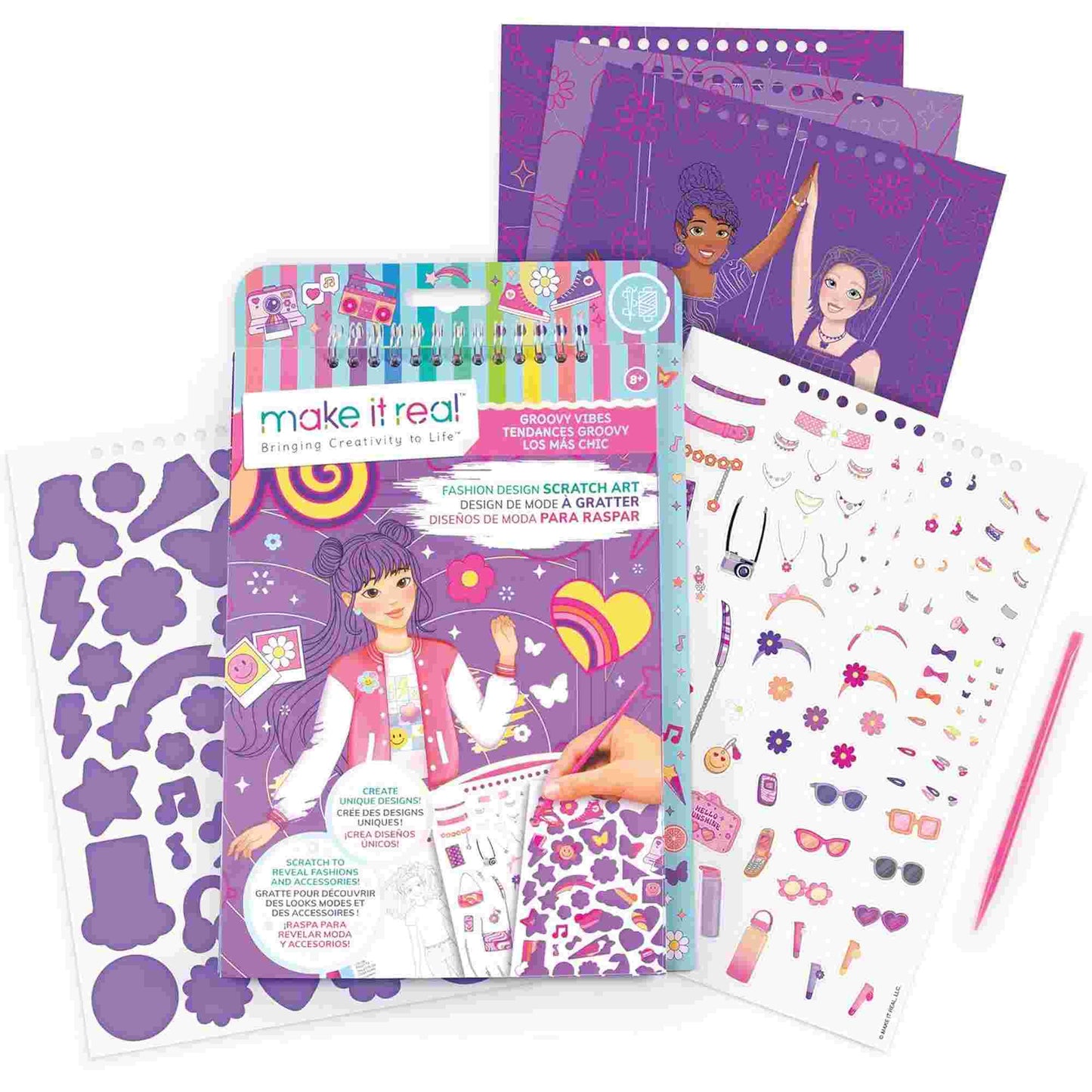 Make it Real | Groovy Vibes Design Sketchbook with Stencils and Stickers