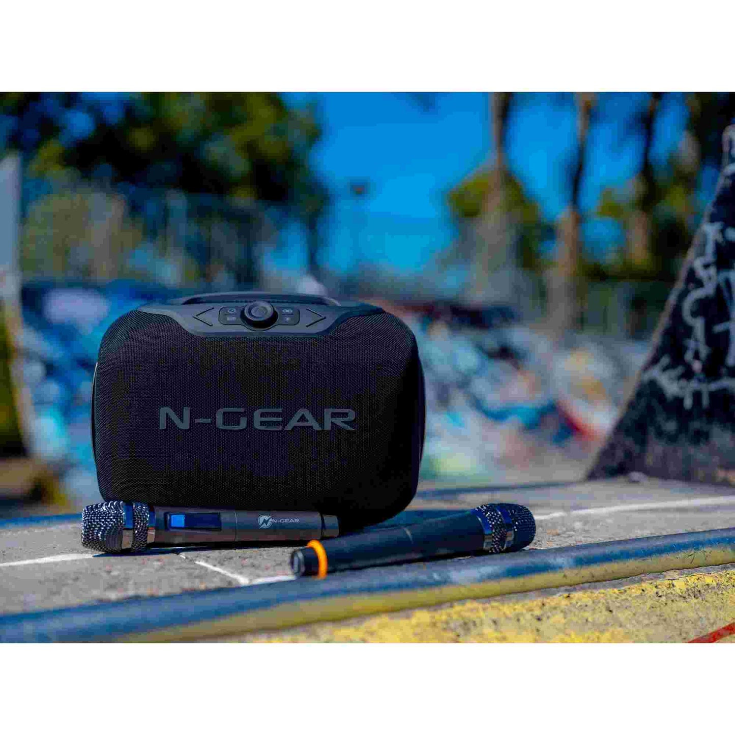 N-Gear | NRG600 Bluetooth Speaker Partybox with Lighting & 2 Microphones IPX5 Waterproof Black
