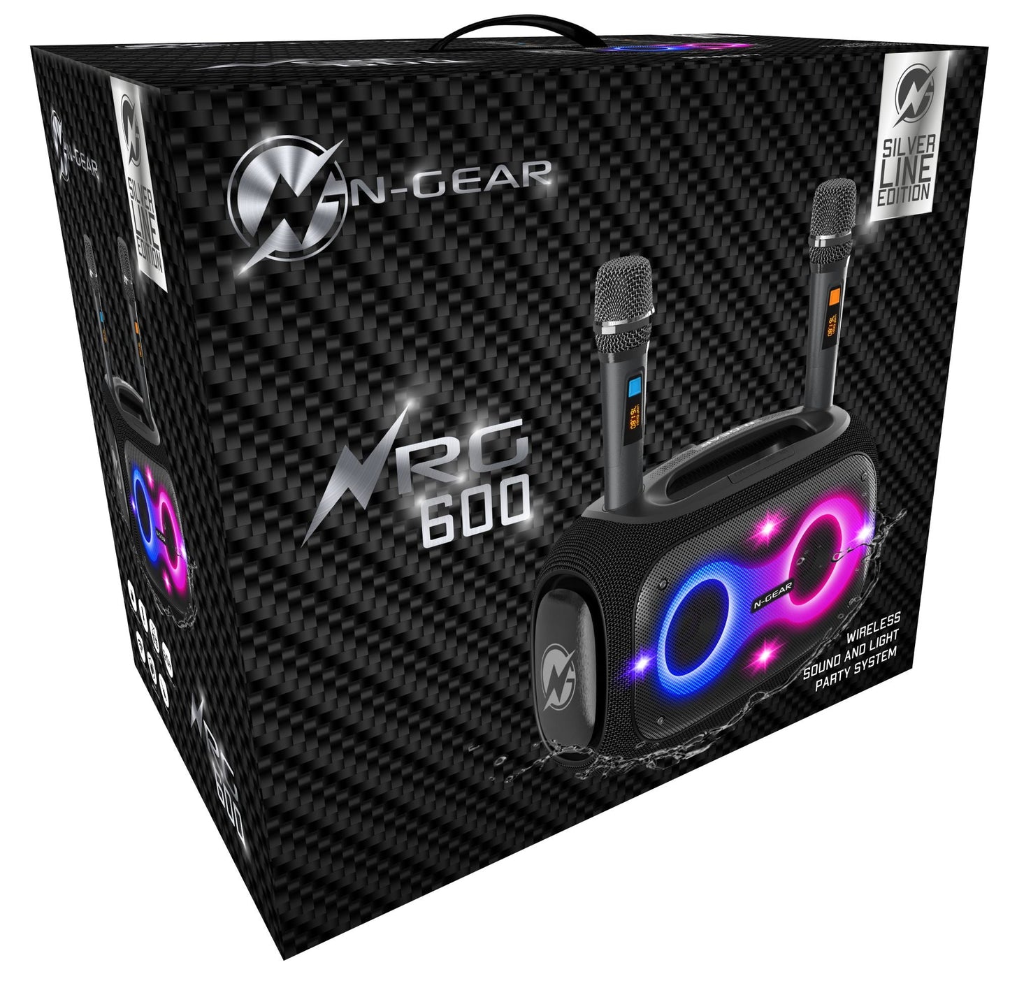 N-Gear | NRG600 Bluetooth Speaker Partybox with Lighting & 2 Microphones IPX5 Waterproof Black