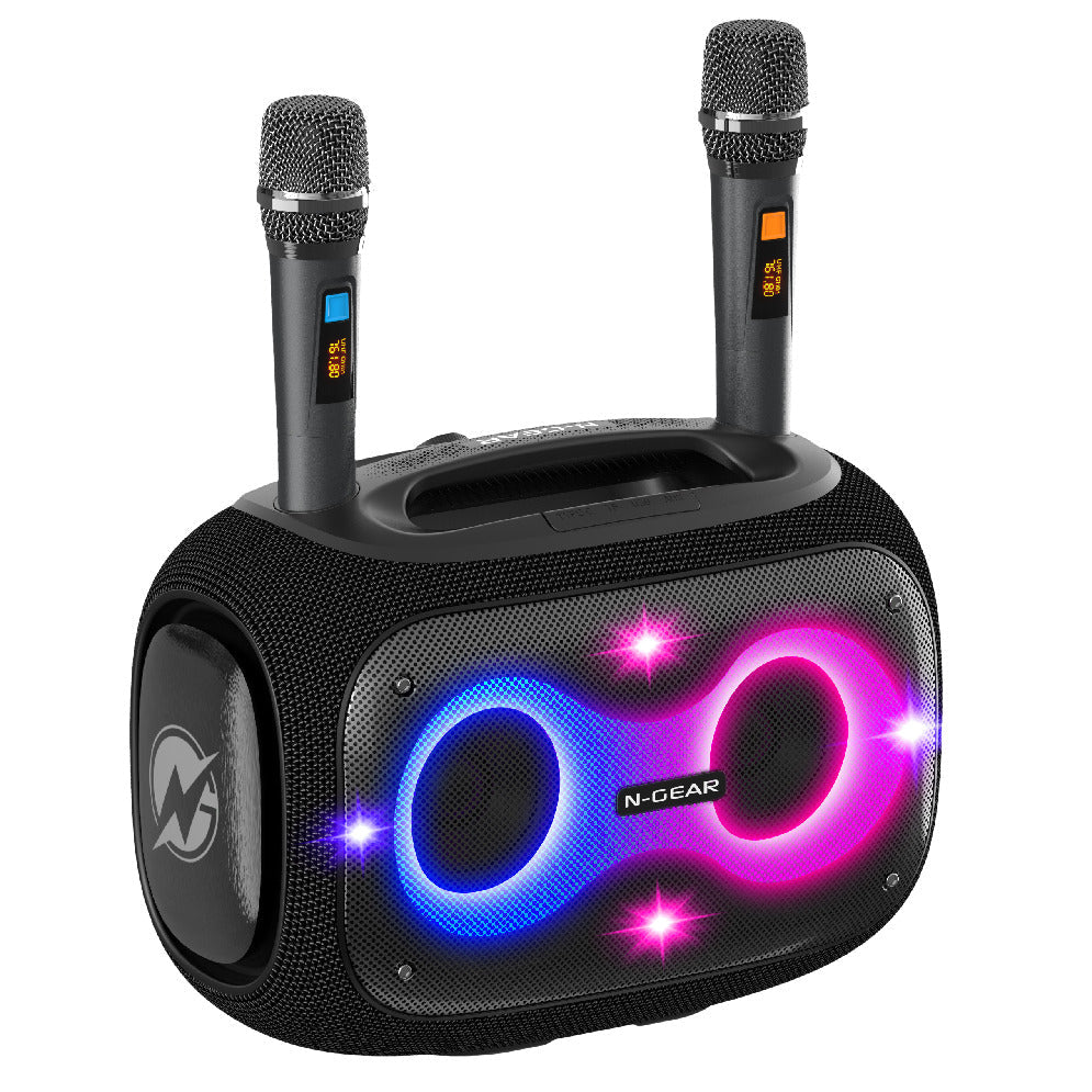 N-Gear | NRG600 Bluetooth Speaker Partybox with Lighting & 2 Microphones IPX5 Waterproof Black