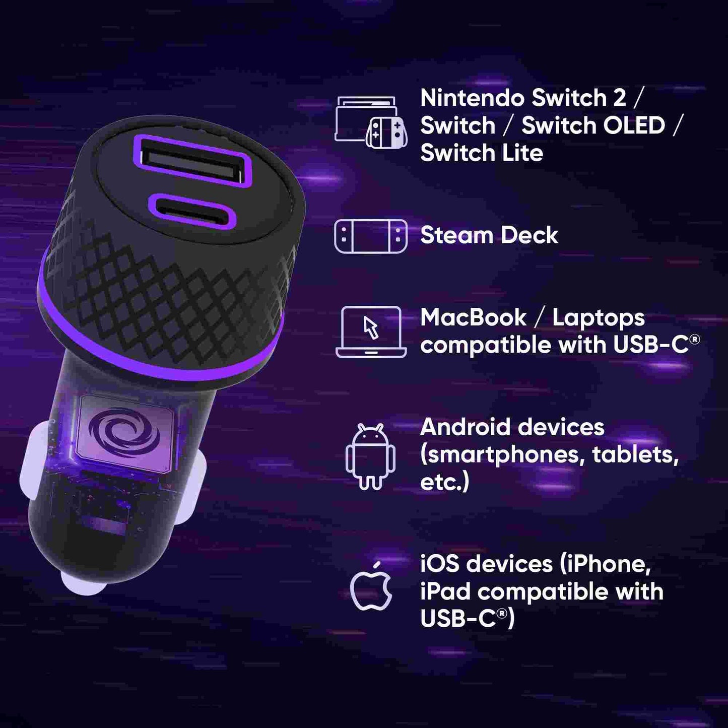 Oniverse | 60w 1.5m Car Charger Adapter for Nintendo Switch 2