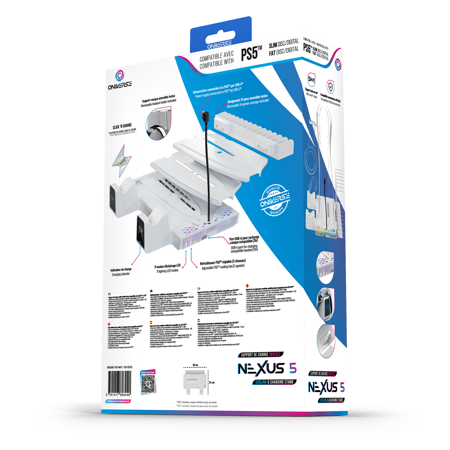 Oniverse | Nexus 5 Cooling and Charging Stand for PS5 & PS5 Slim