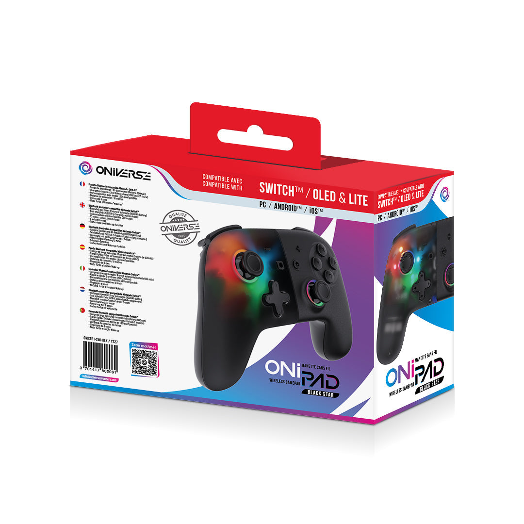 Oniverse | Onipad Black Star Bluetooth Controller for Nintendo Switch, PC, Mobile