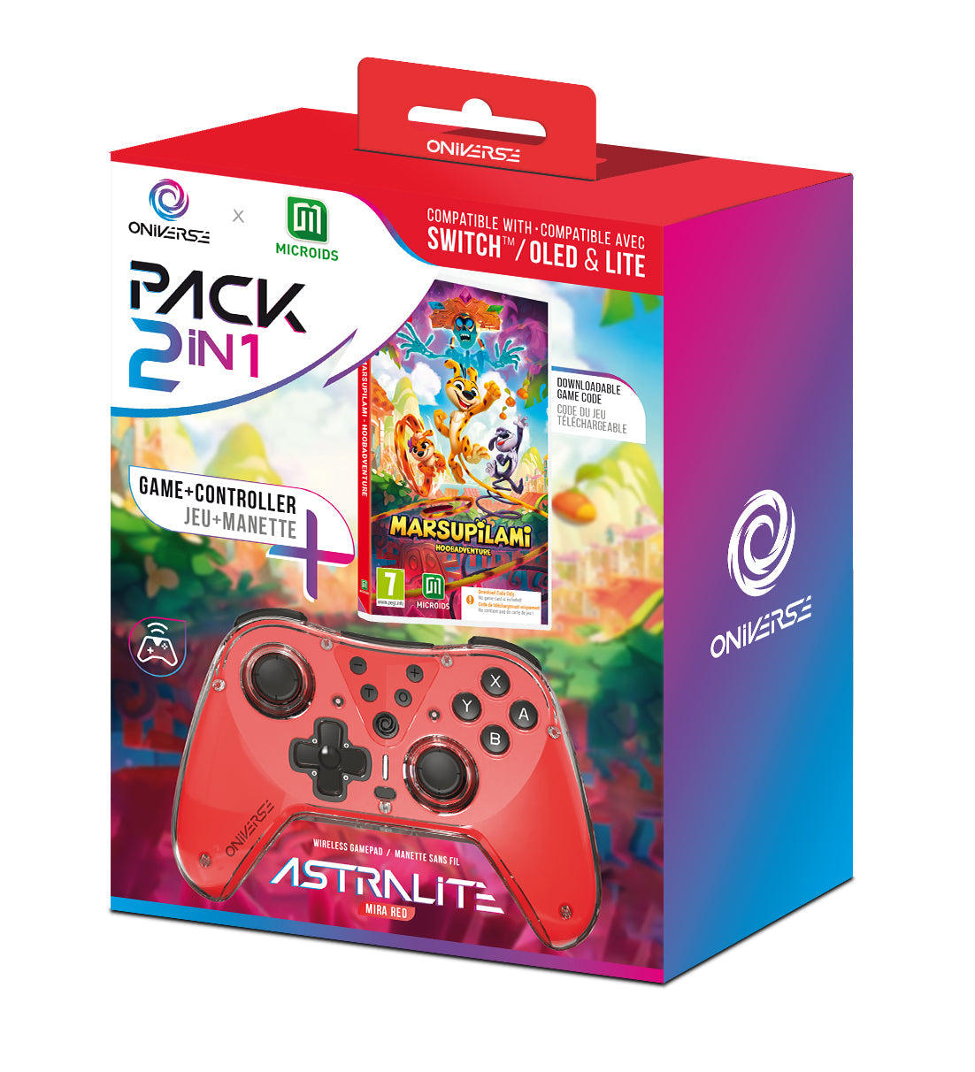 Oniverse | Astralite Red Wireless Bluetooth Controller with Marsupilami: Hoobadventure for Nintendo Switch