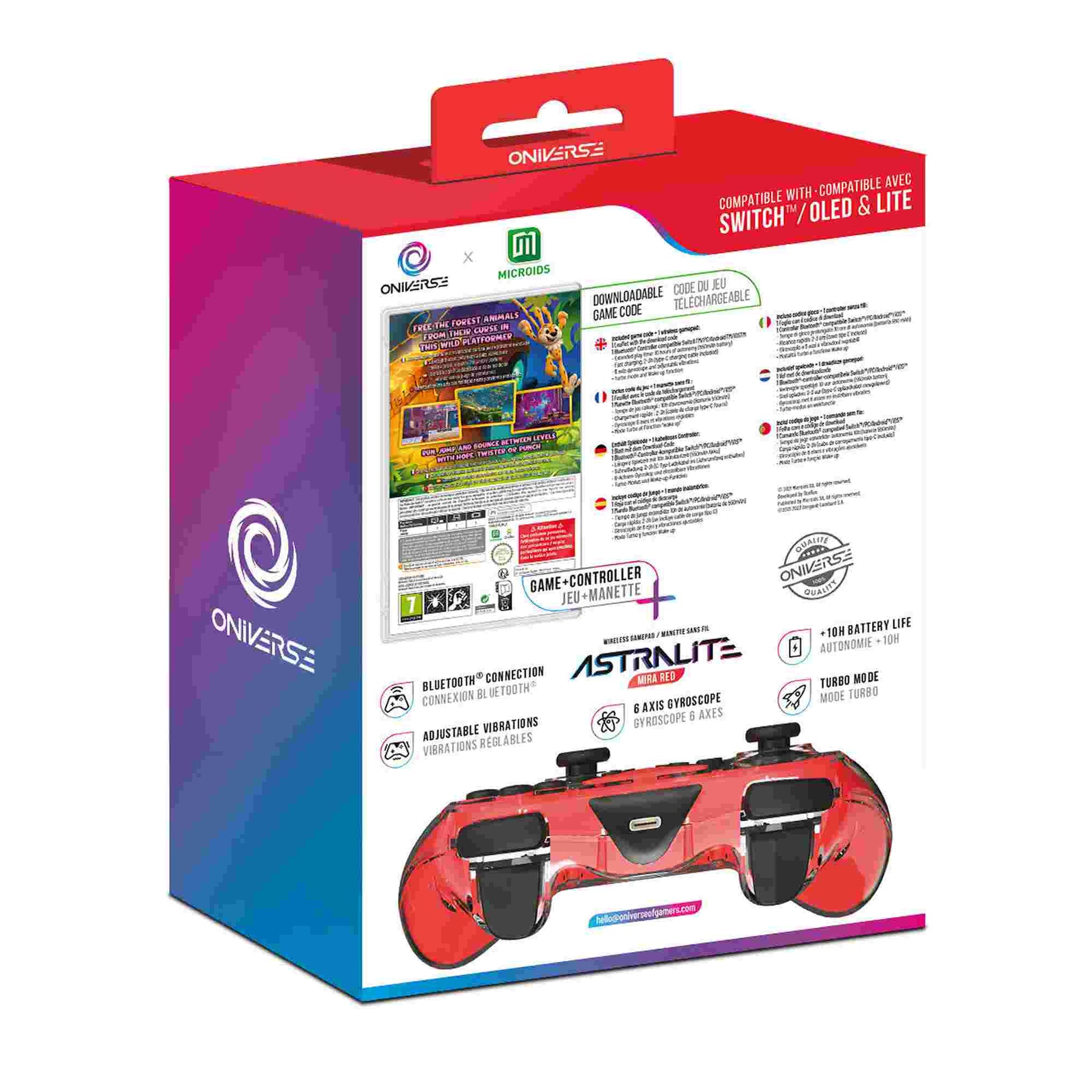 Oniverse | Astralite Red Wireless Bluetooth Controller with Marsupilami: Hoobadventure for Nintendo Switch