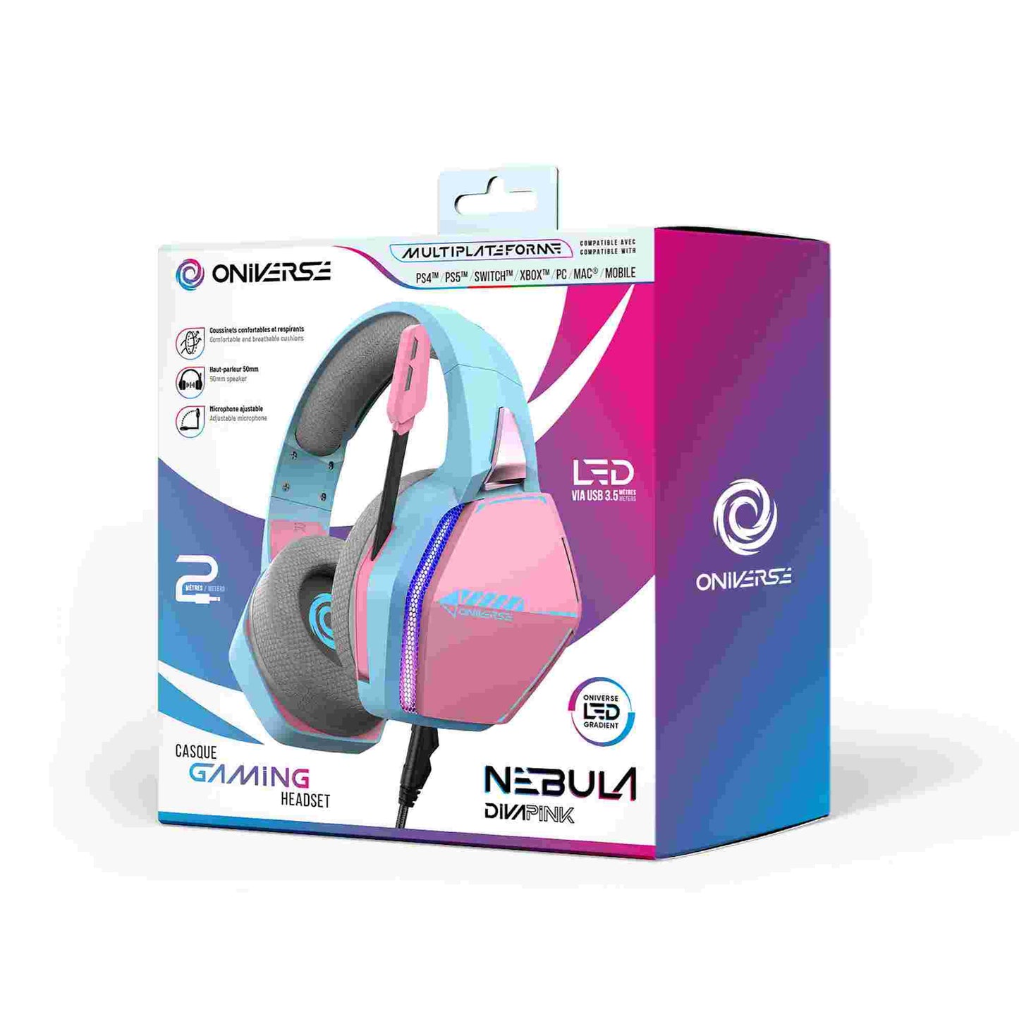 Oniverse | Nebula Multiplatform Wired Gaming Headset (Diva Pink)