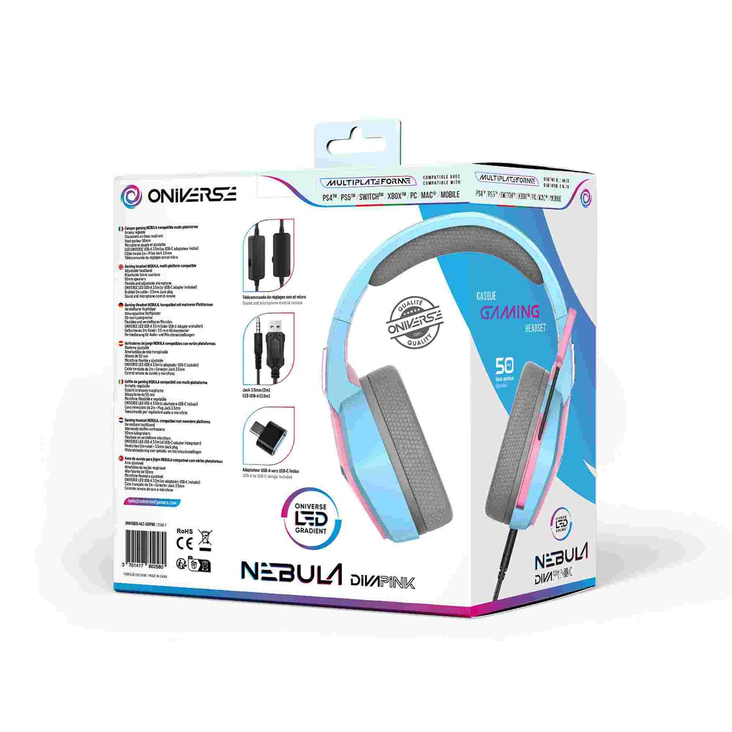 Oniverse | Nebula Multiplatform Wired Gaming Headset (Diva Pink)