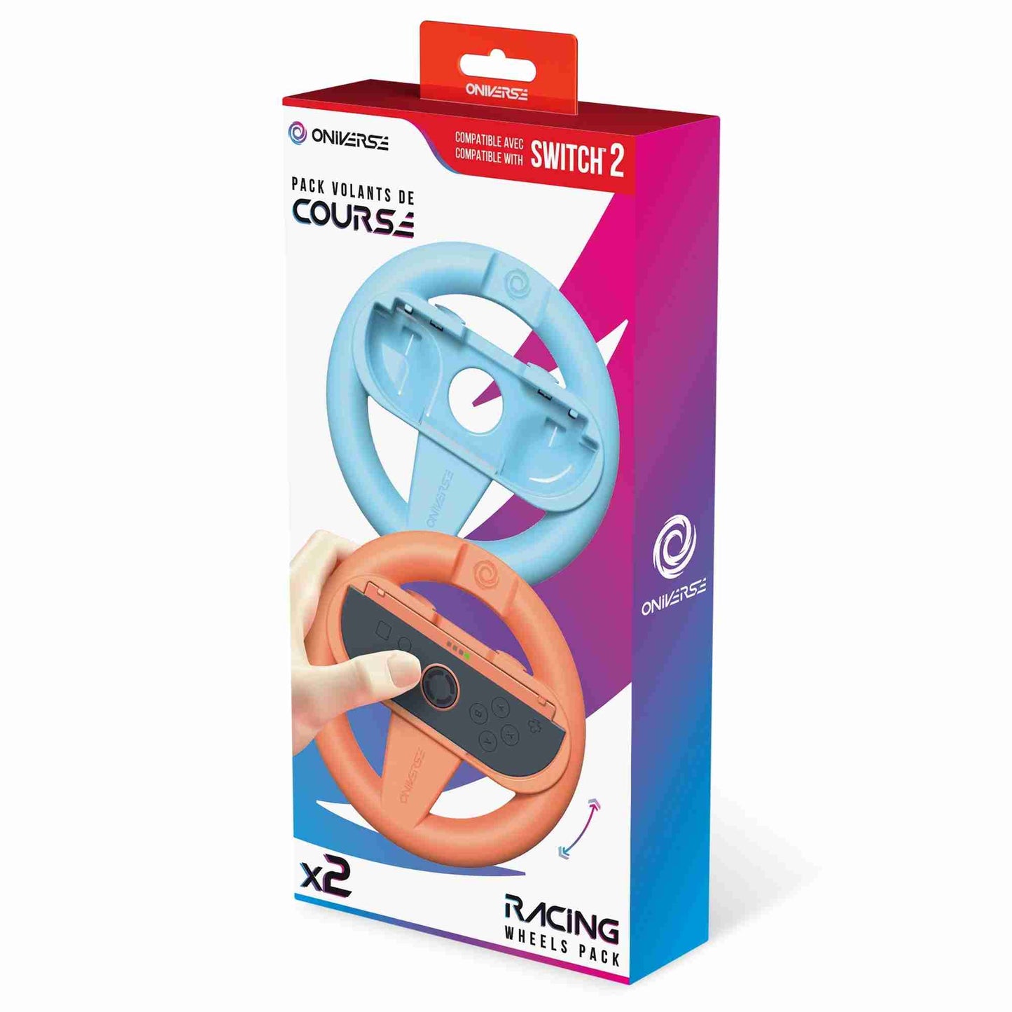 Oniverse | Pack of 2 Racing Wheel Controller Holders - Orange/Blue (Switch 2)